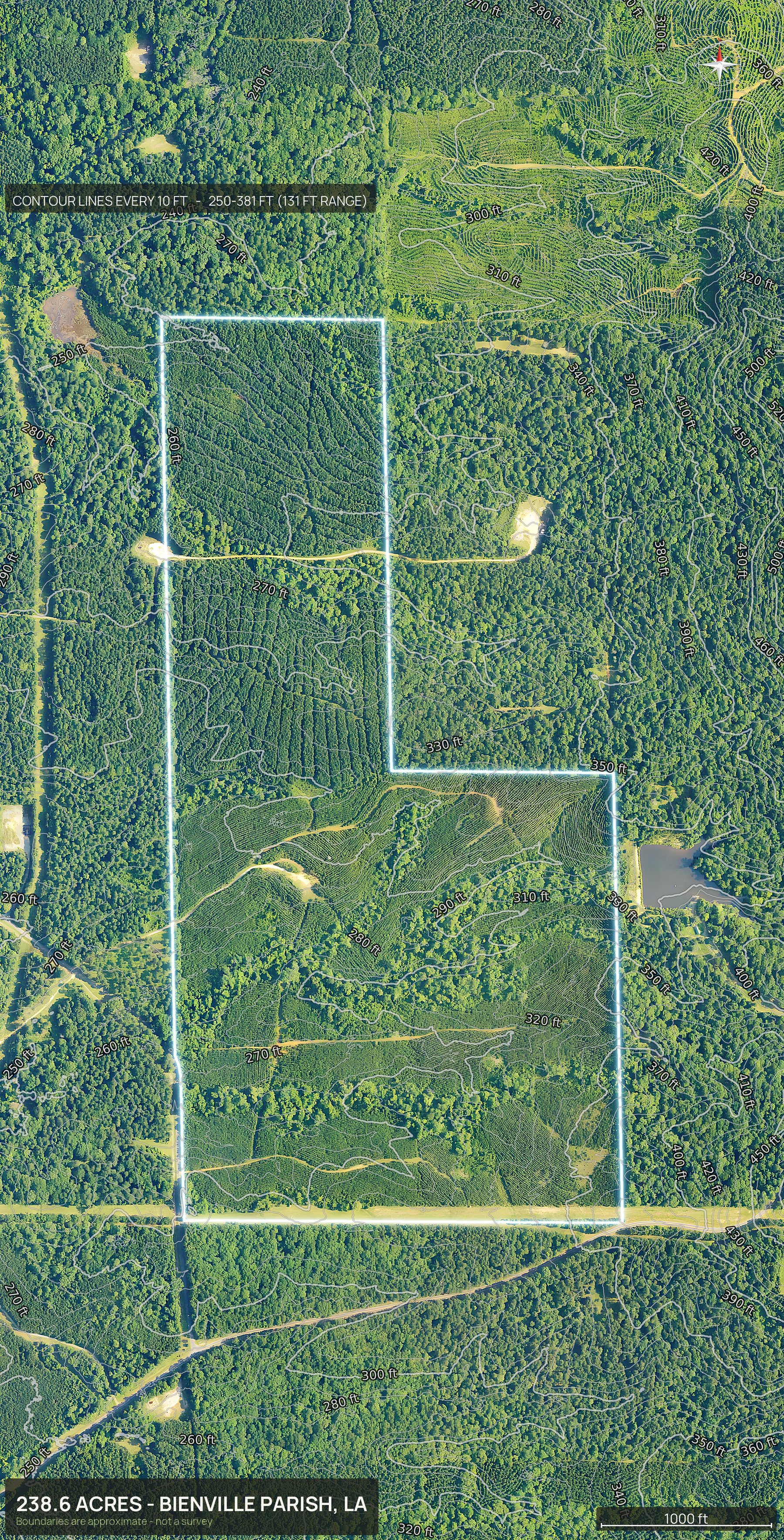 Contour map of a Louisiana land parcel