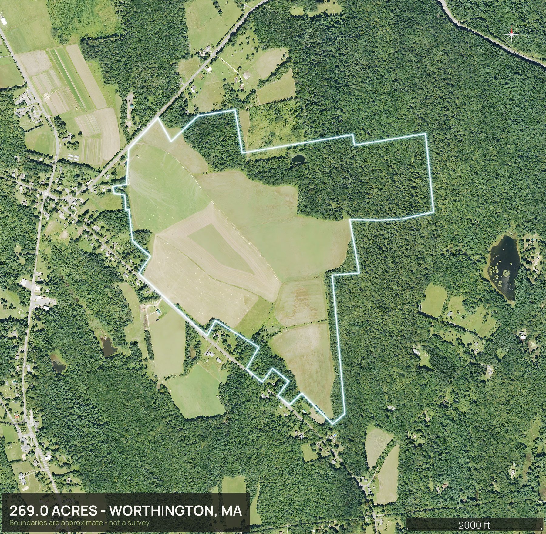 Boundary top-down of a Massachusetts land parcel
