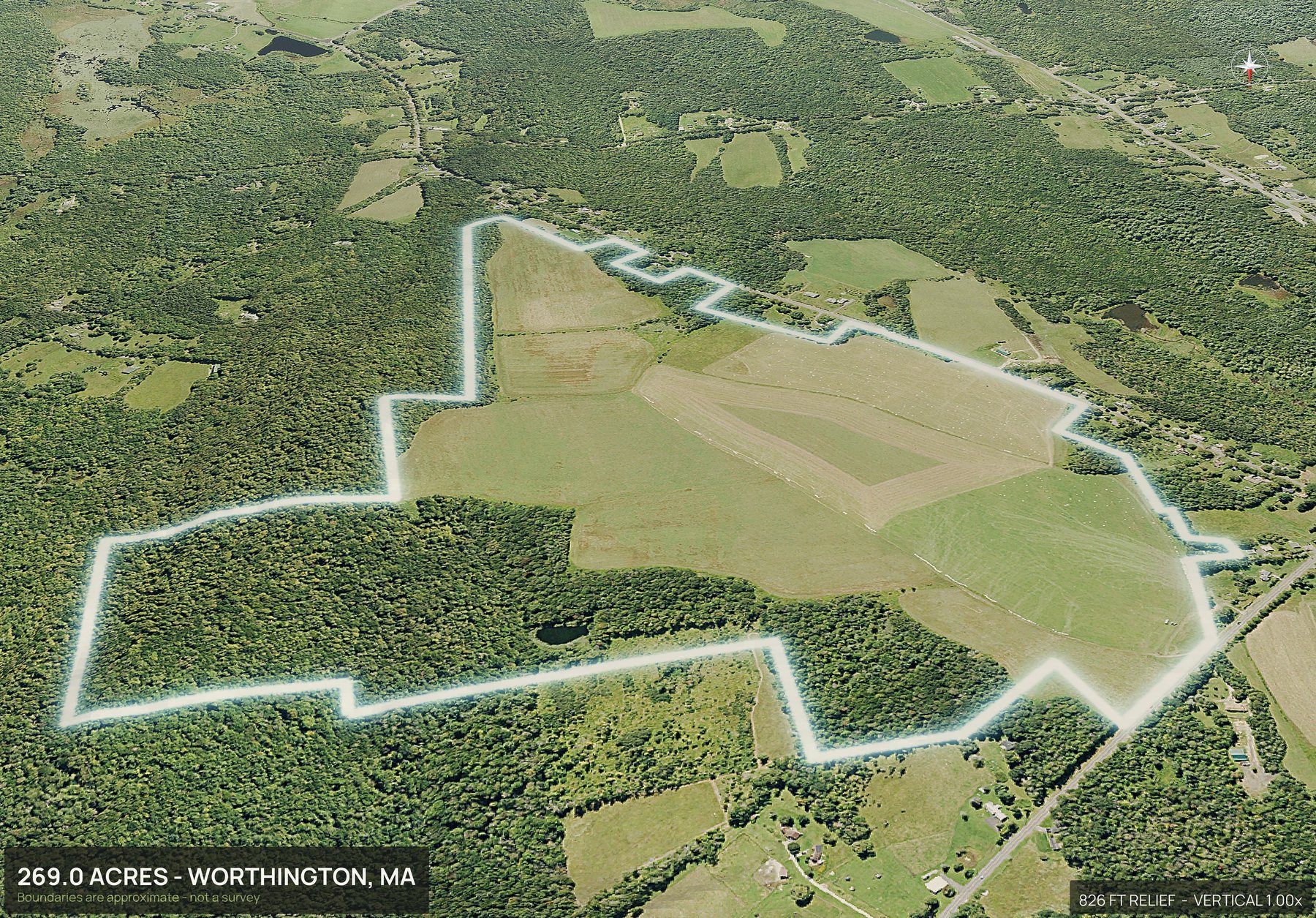 3D from the north of a Massachusetts land parcel