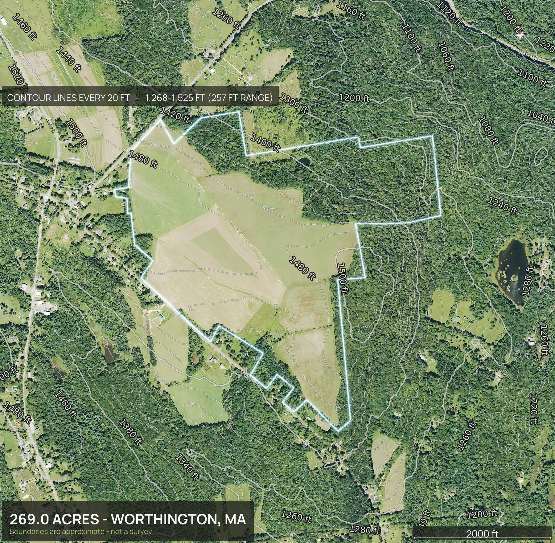 Contour map of a Massachusetts land parcel
