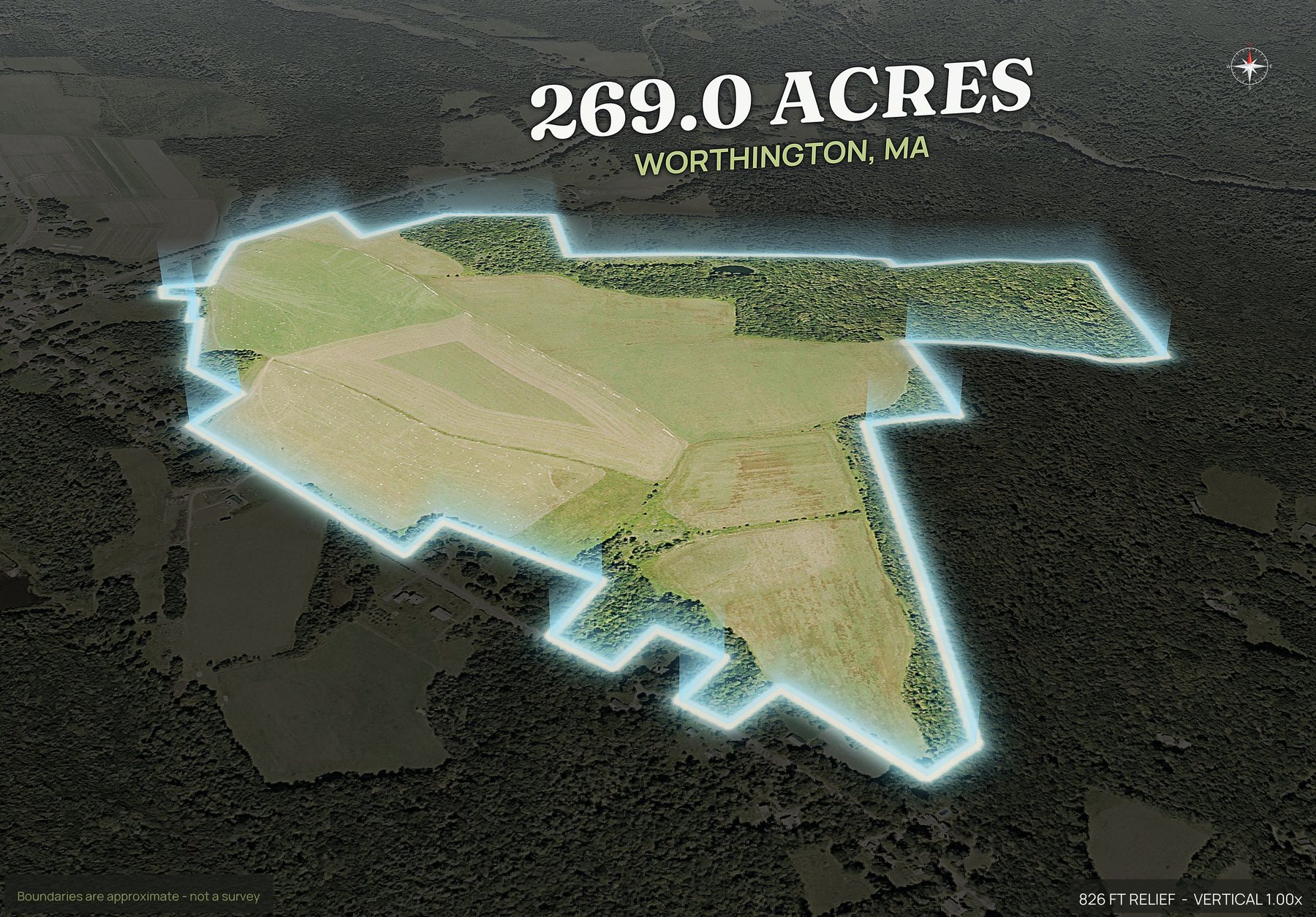 Spotlight, south of a Massachusetts land parcel