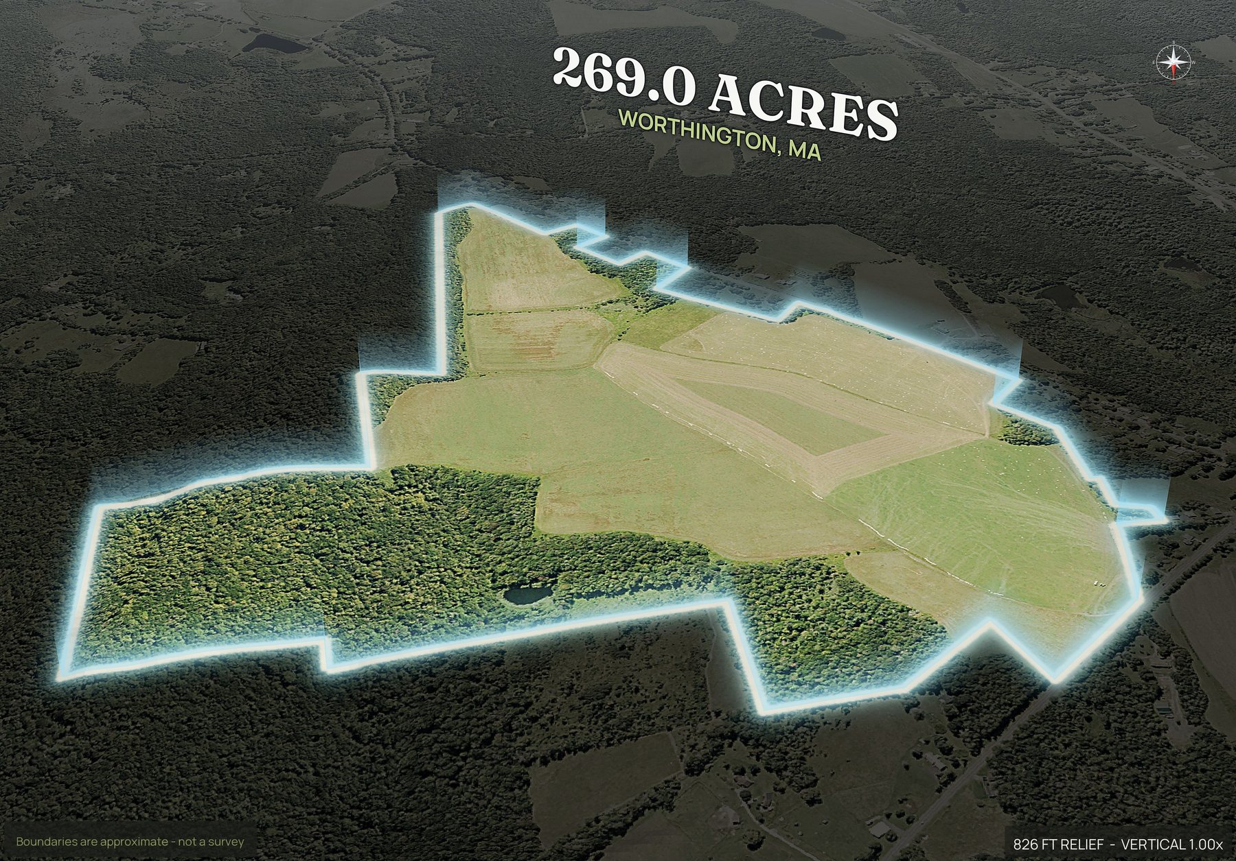 Spotlight, north of a Massachusetts land parcel