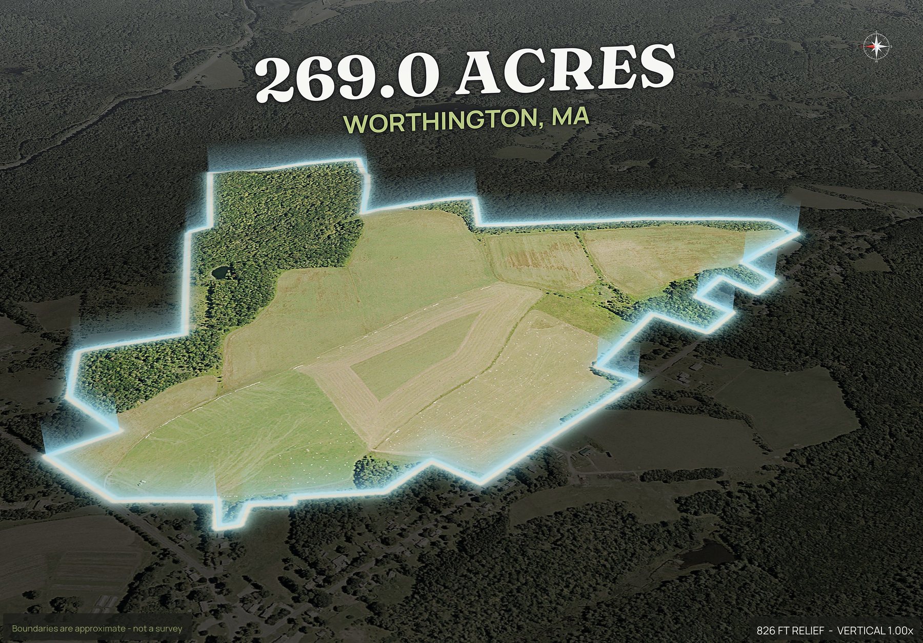 Spotlight, west of a Massachusetts land parcel