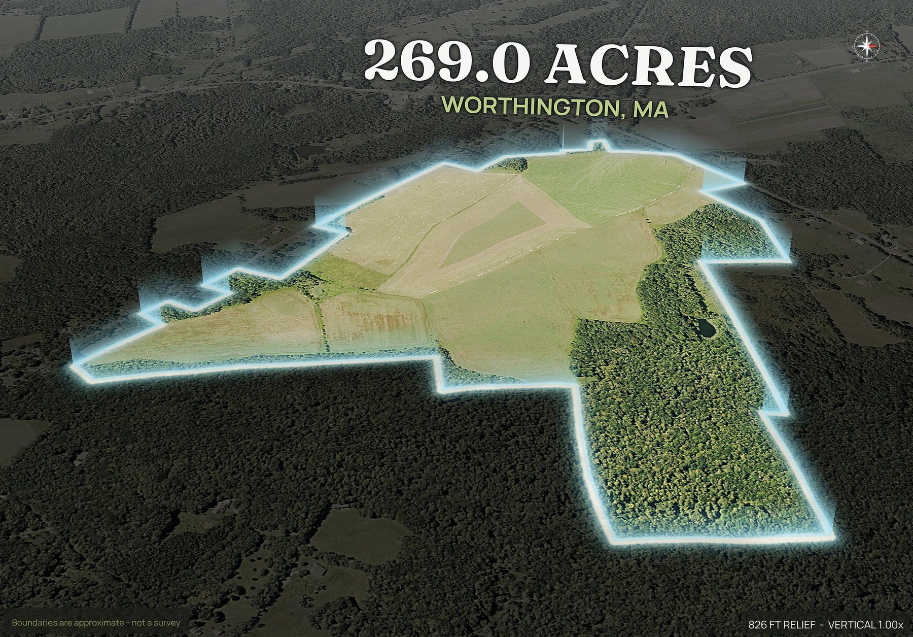 Spotlight, east of a Massachusetts land parcel