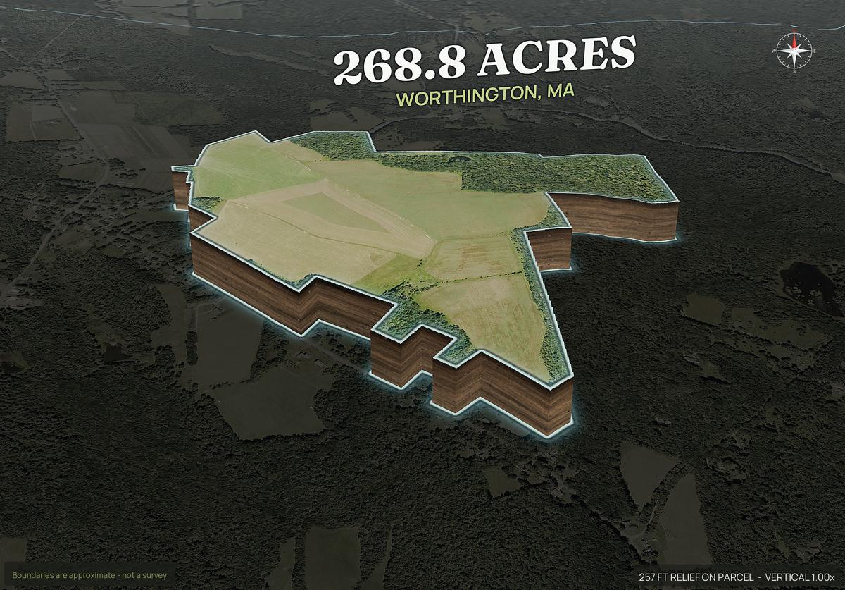 Pop-out of a Massachusetts land parcel lifted out of the ground with dirt walls