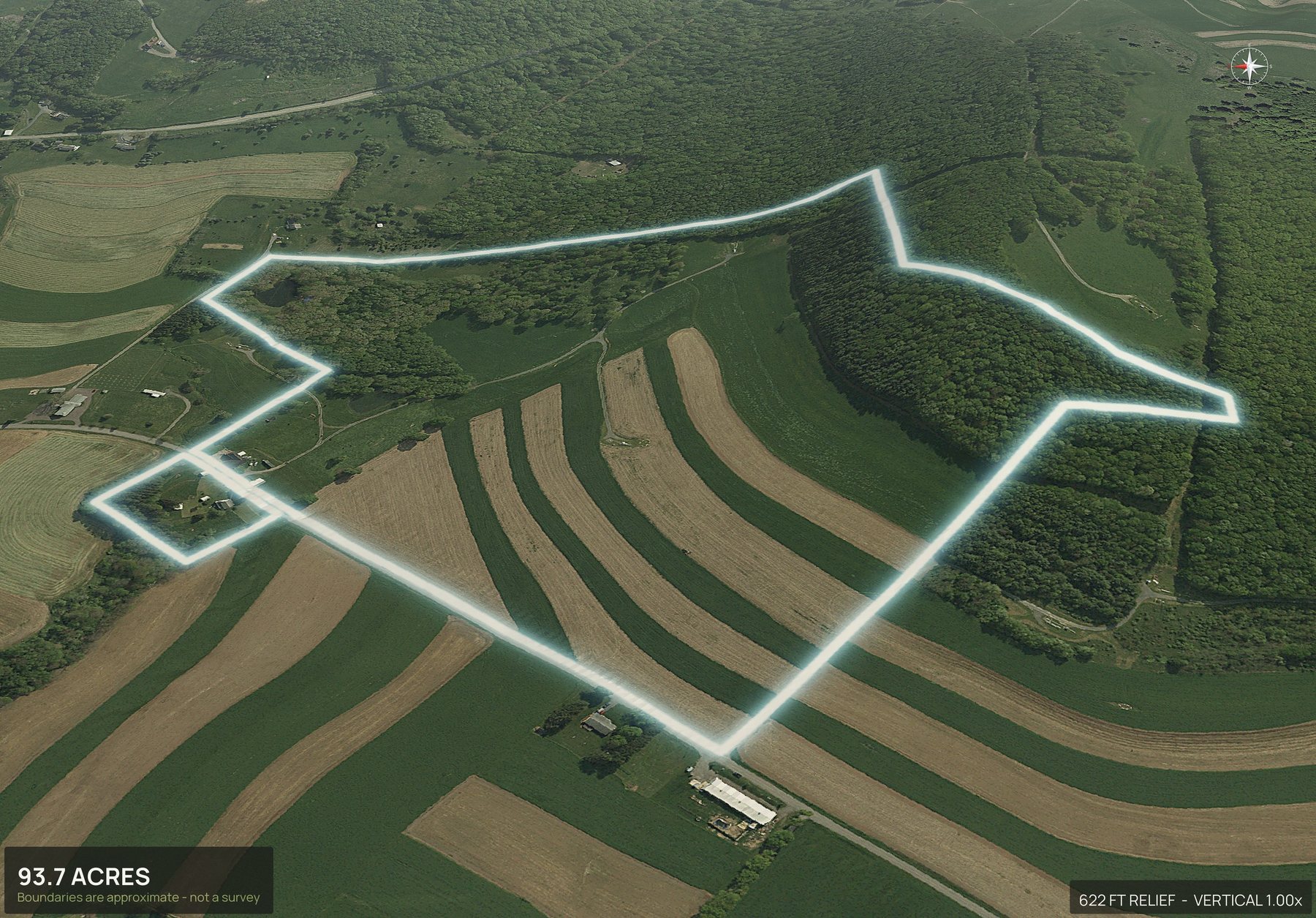3D from the west of a Maryland land parcel