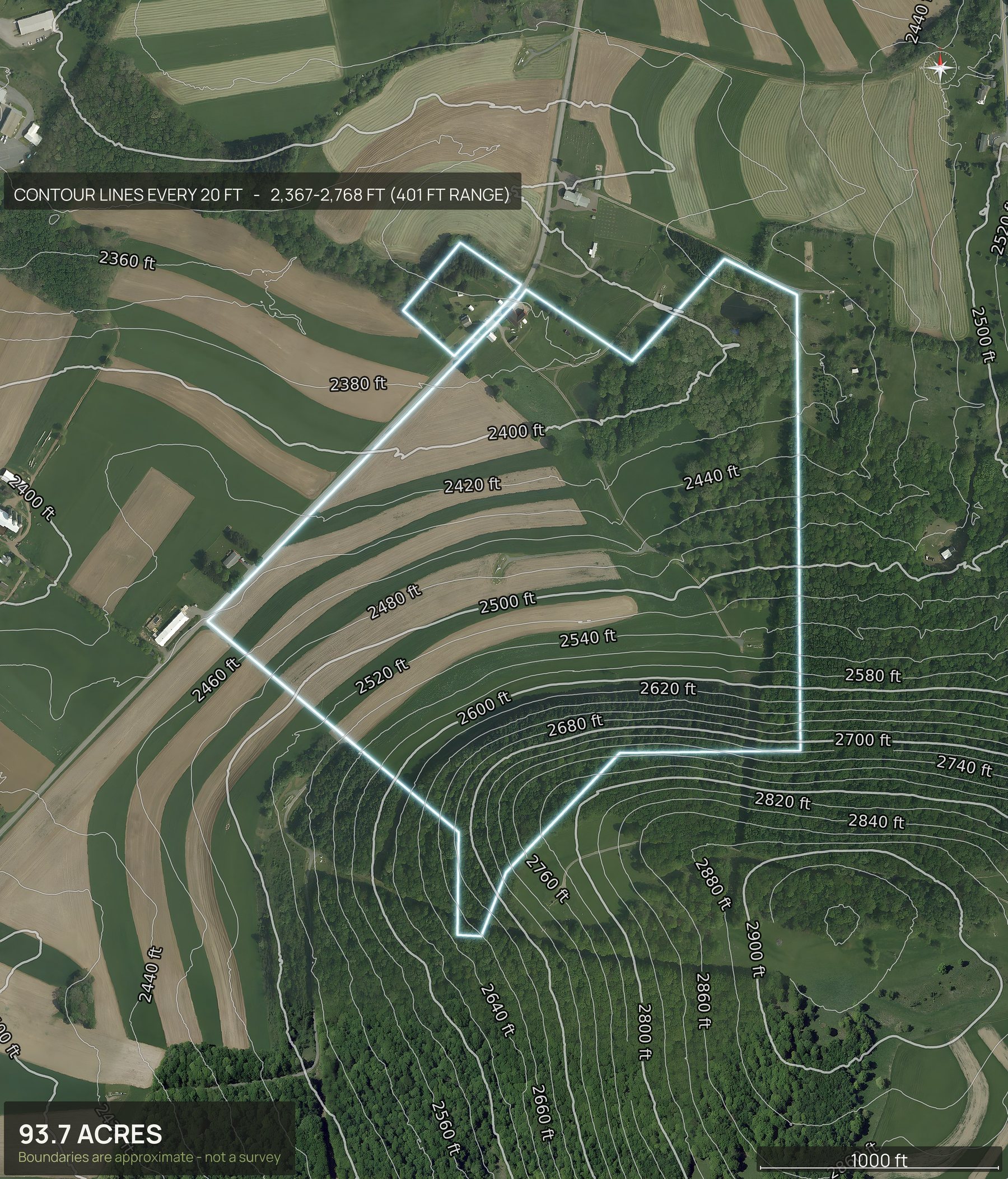 Contour map of a Maryland land parcel