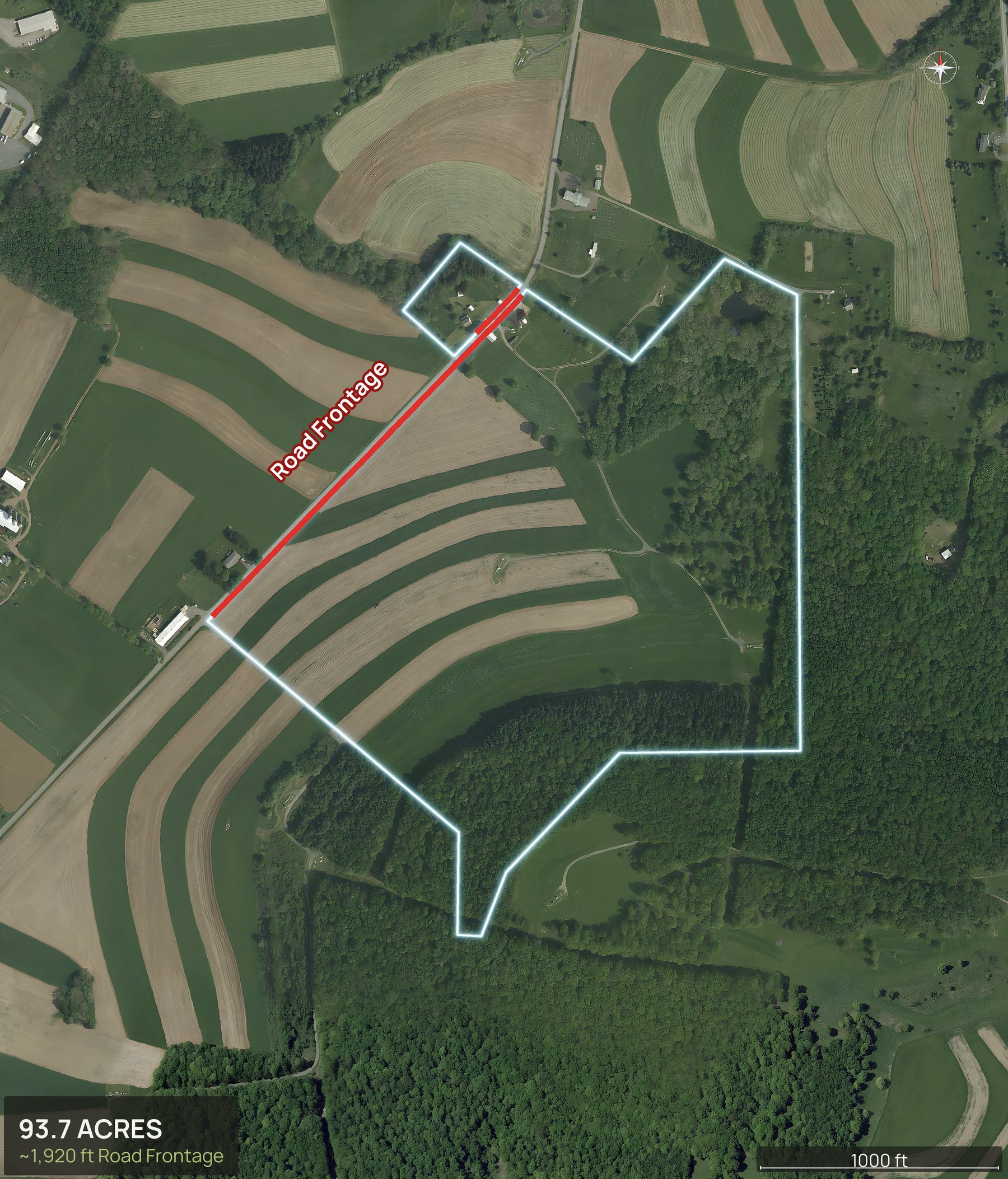 Access and frontage marked of a Maryland land parcel