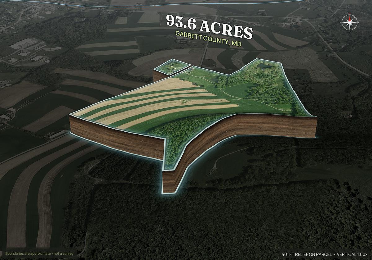 Pop-out of a Maryland land parcel lifted out of the ground with dirt walls