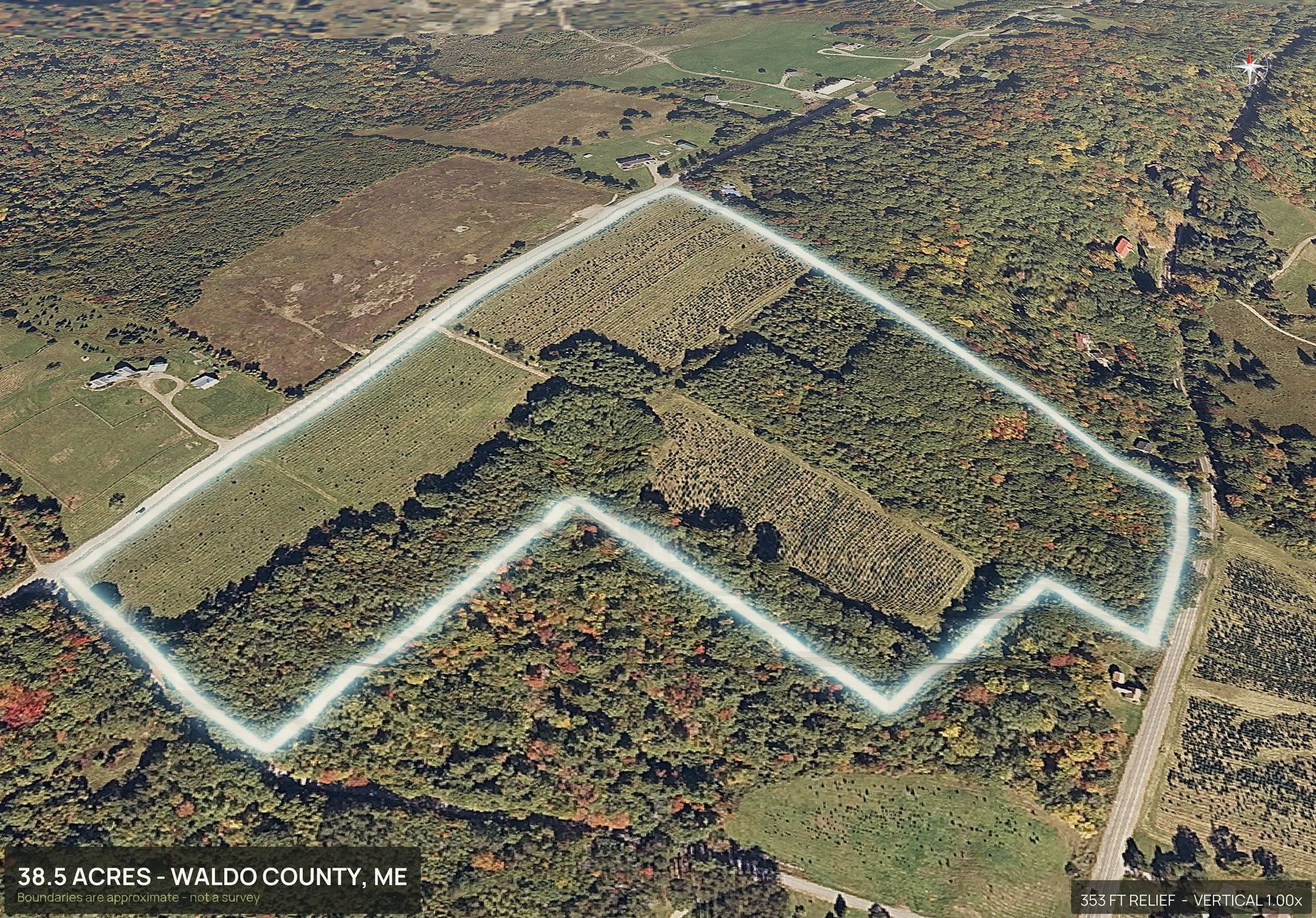 3D from the south of a Maine land parcel