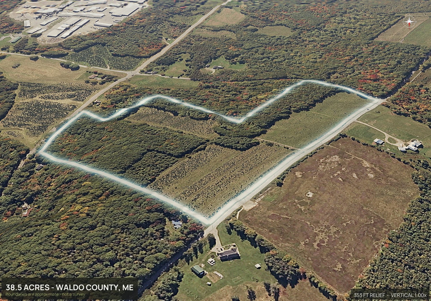 3D from the north of a Maine land parcel