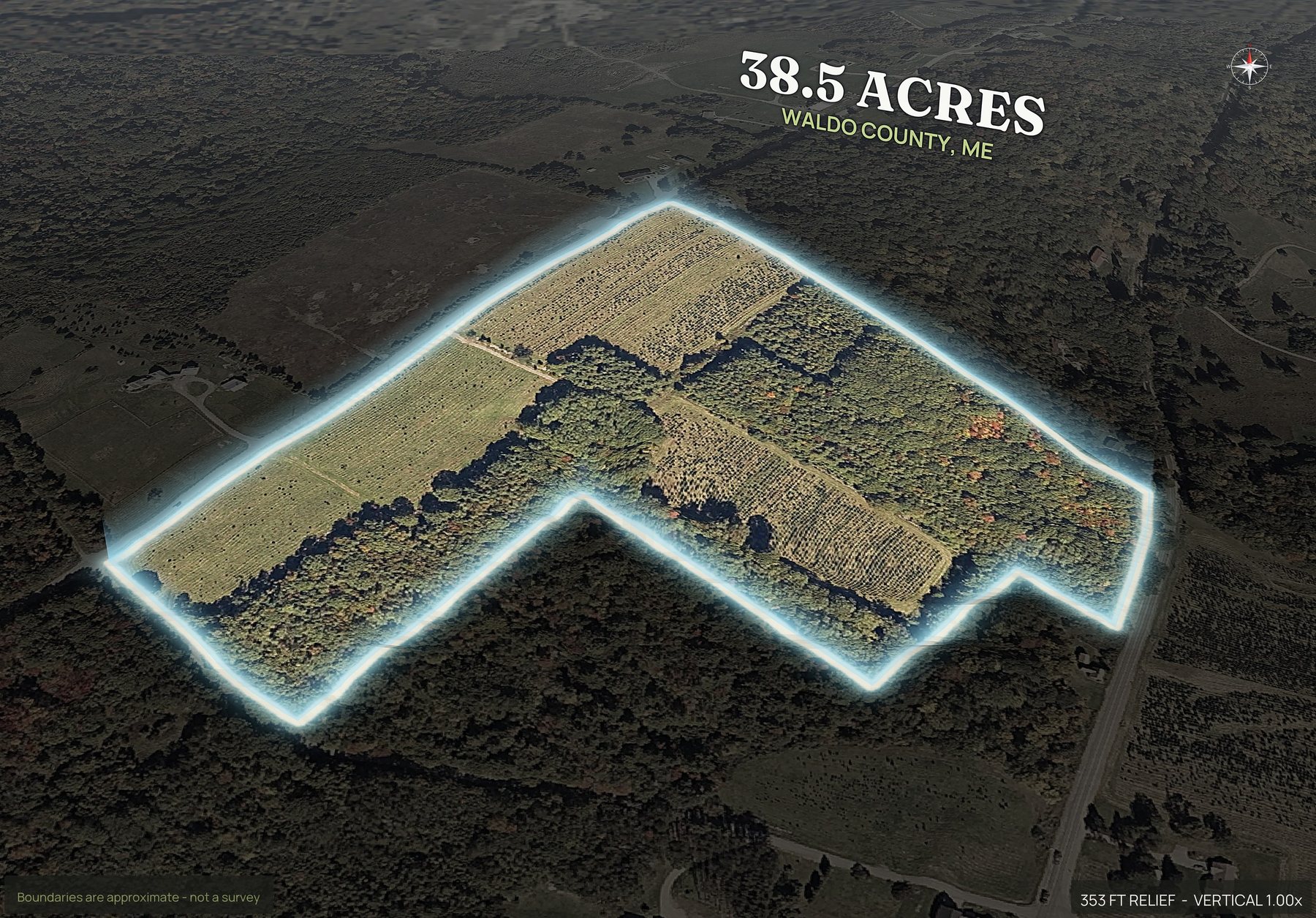 Spotlight, south of a Maine land parcel