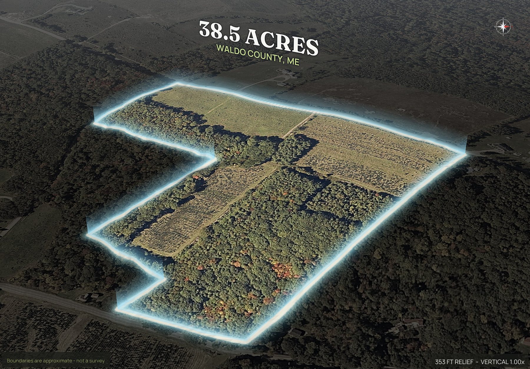 Spotlight, east of a Maine land parcel