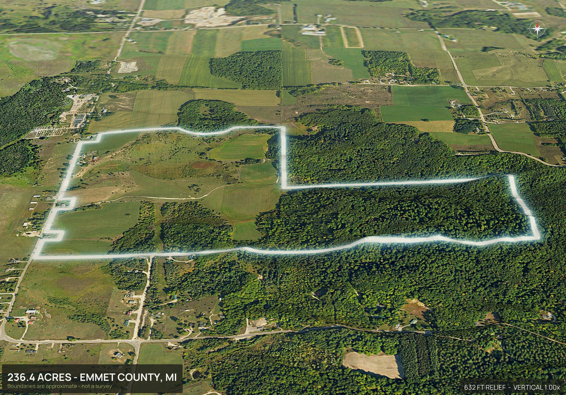 3D from the south of a Michigan land parcel