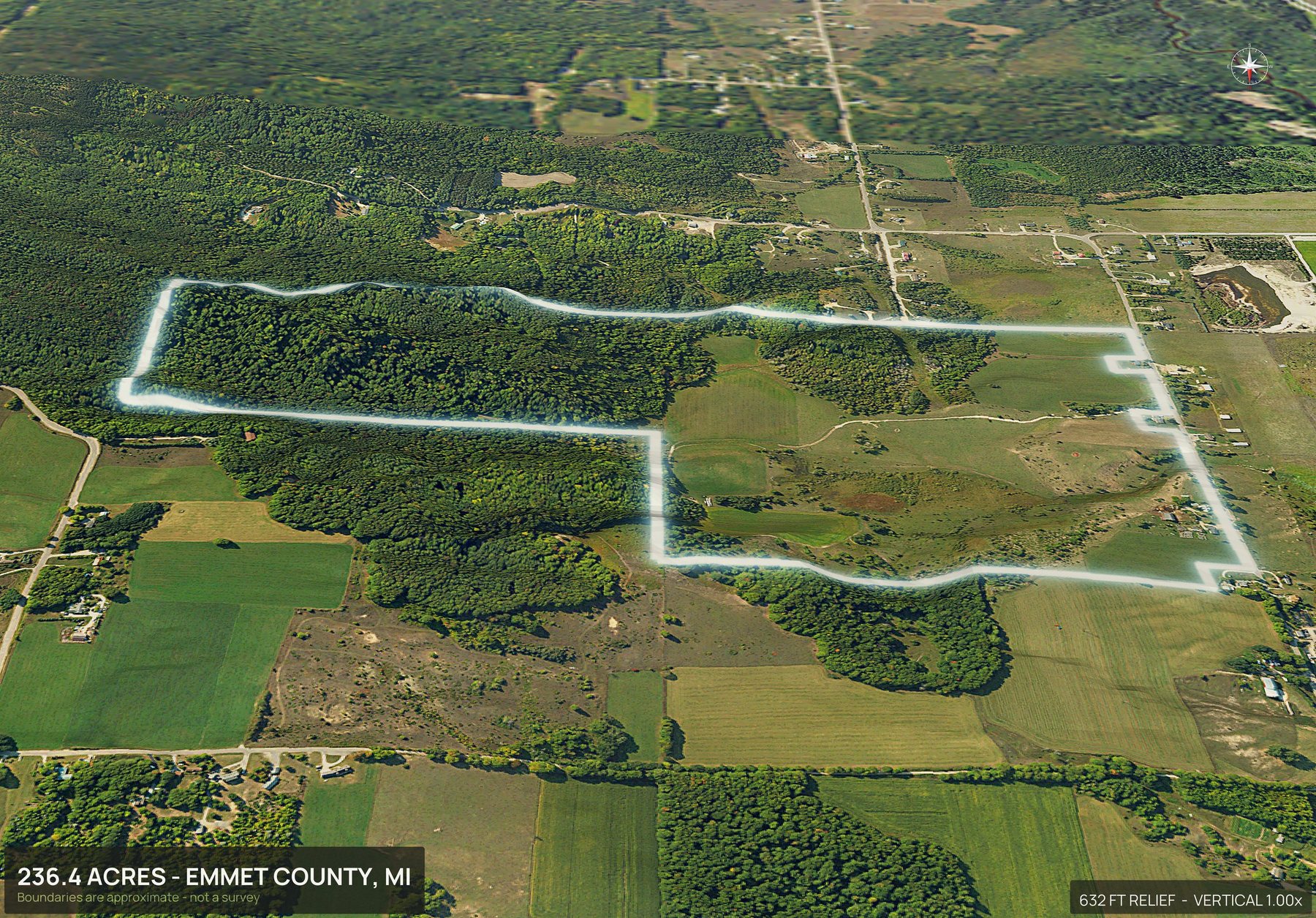 3D from the north of a Michigan land parcel