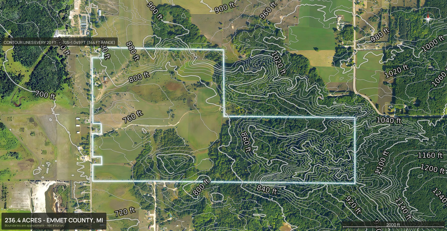 Contour map of a Michigan land parcel