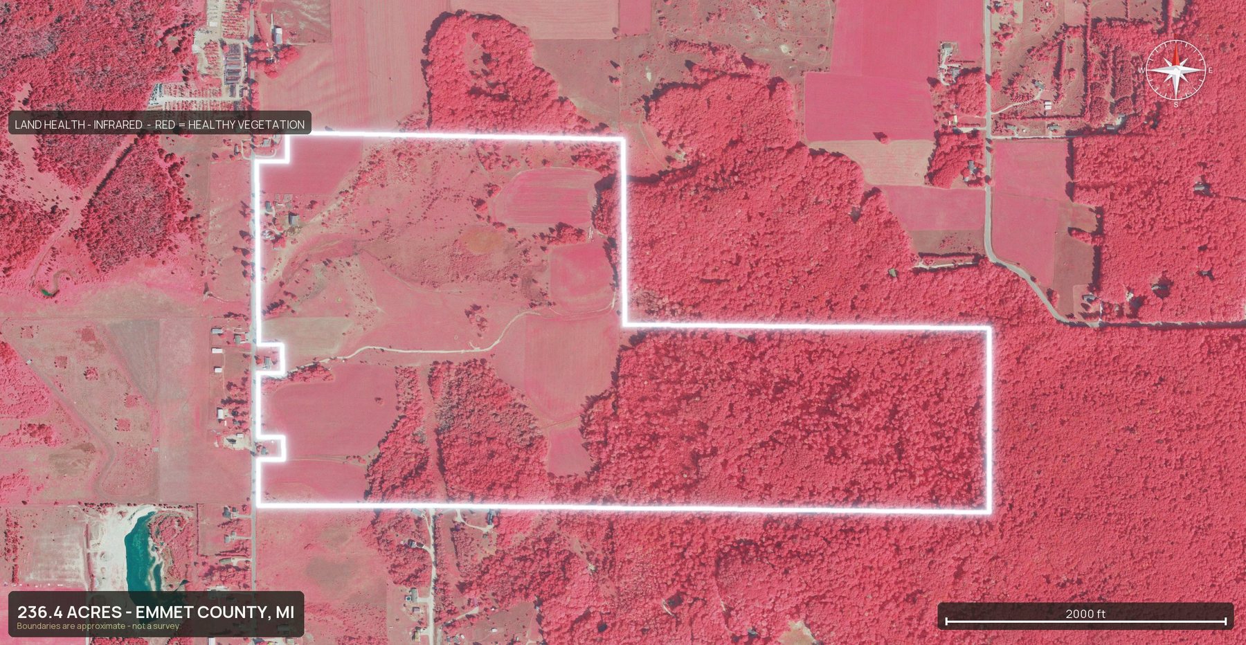 Land health, infrared of a Michigan land parcel