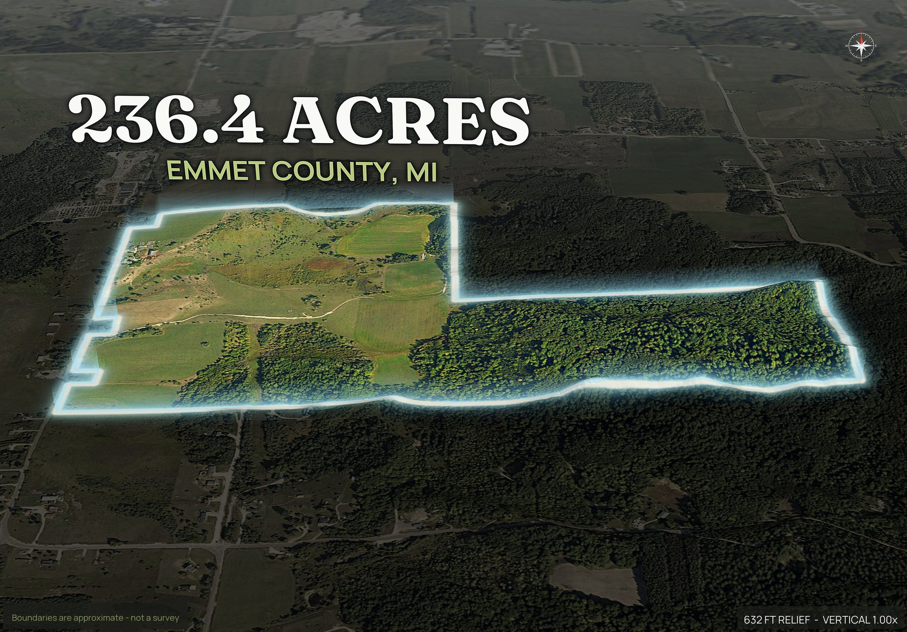 Spotlight, south of a Michigan land parcel