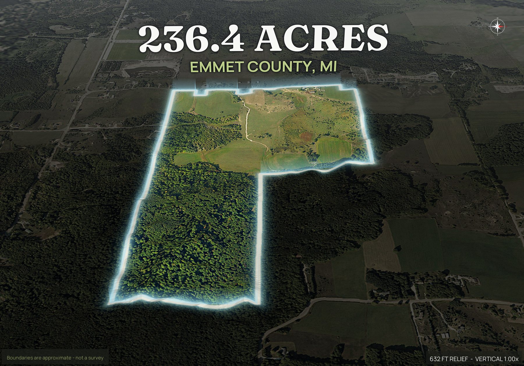 Spotlight, east of a Michigan land parcel