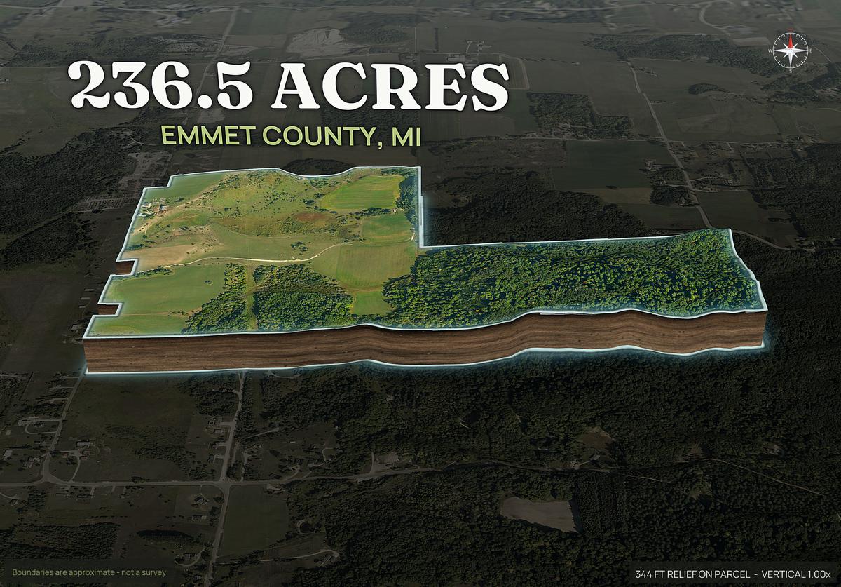 Pop-out of a Michigan land parcel lifted out of the ground with dirt walls