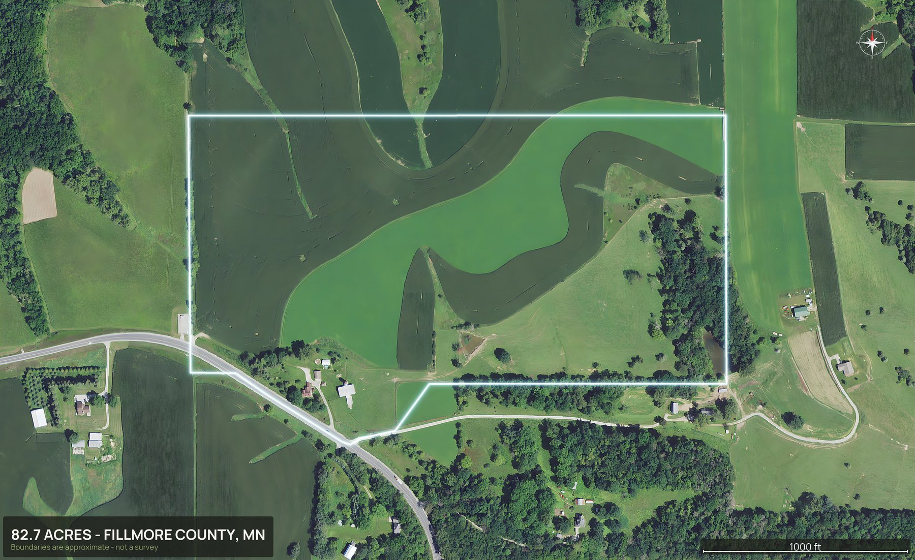 Boundary top-down of a Minnesota land parcel