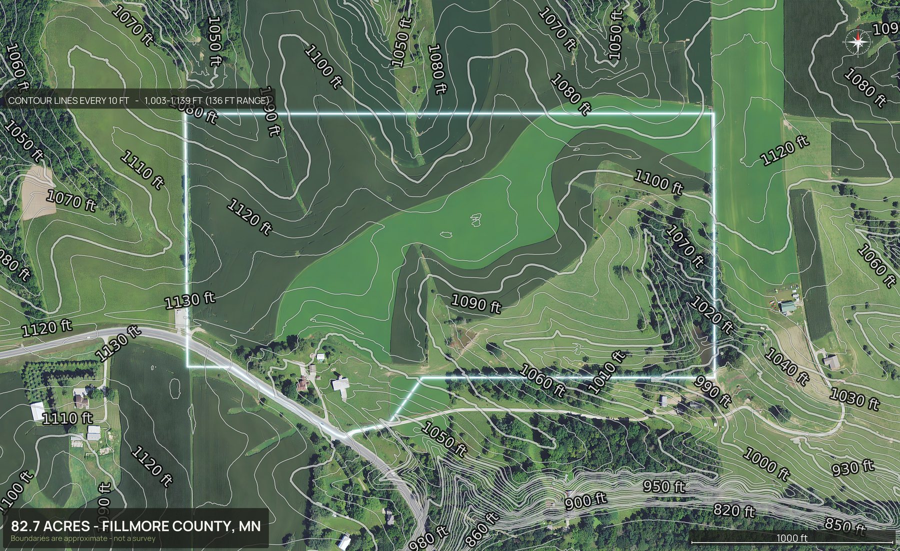 Contour map of a Minnesota land parcel
