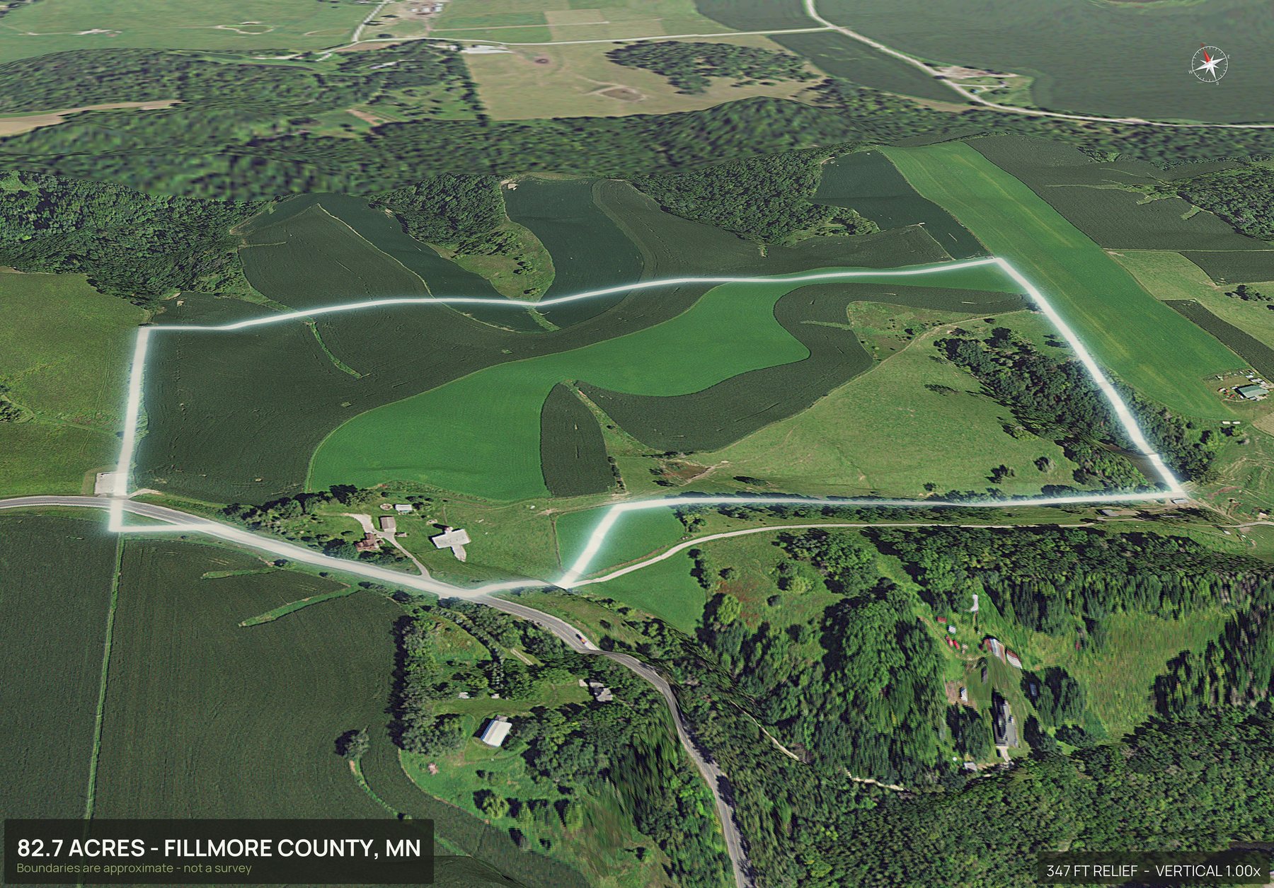 Road frontage of a Minnesota land parcel