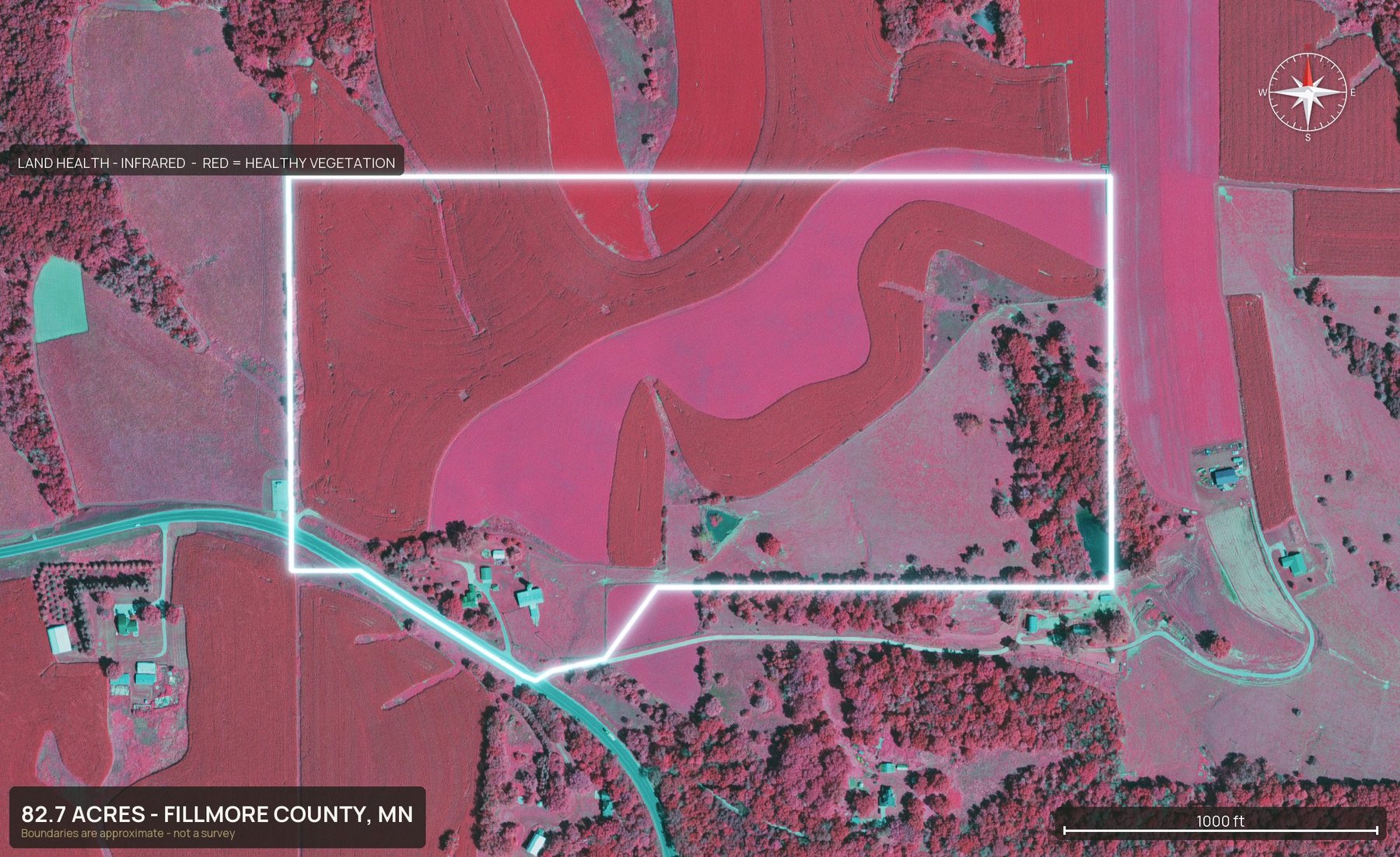 Land health, infrared of a Minnesota land parcel