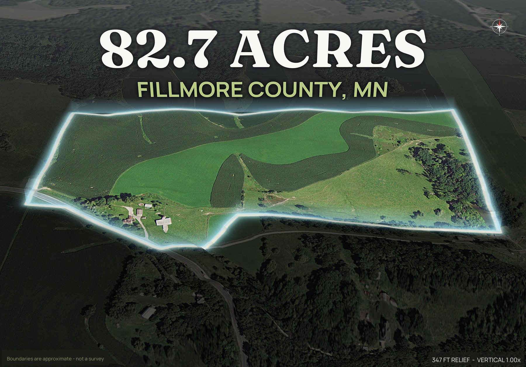 Spotlight, south of a Minnesota land parcel