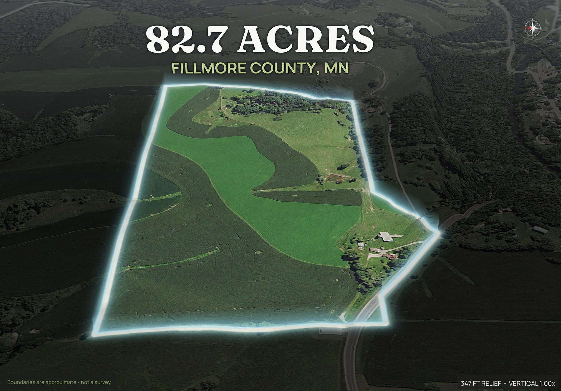 Spotlight, west of a Minnesota land parcel