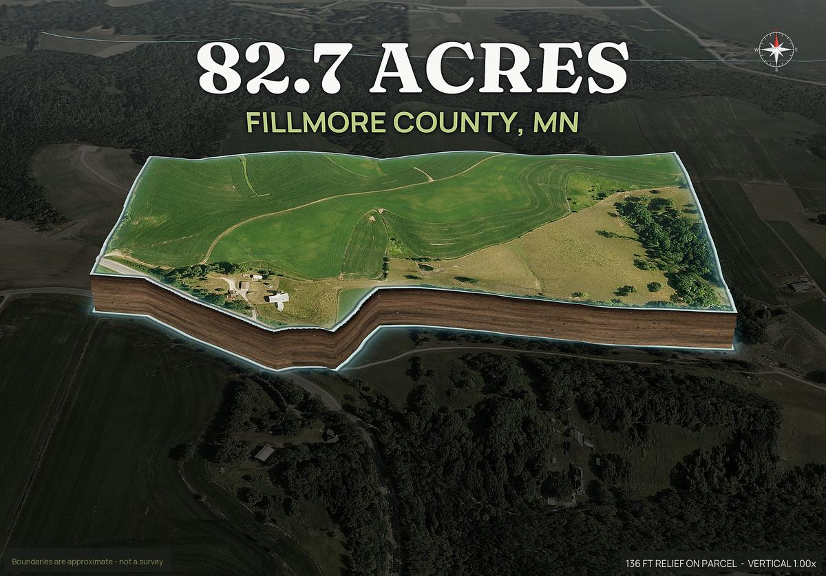 Pop-out of a Minnesota land parcel lifted out of the ground with dirt walls