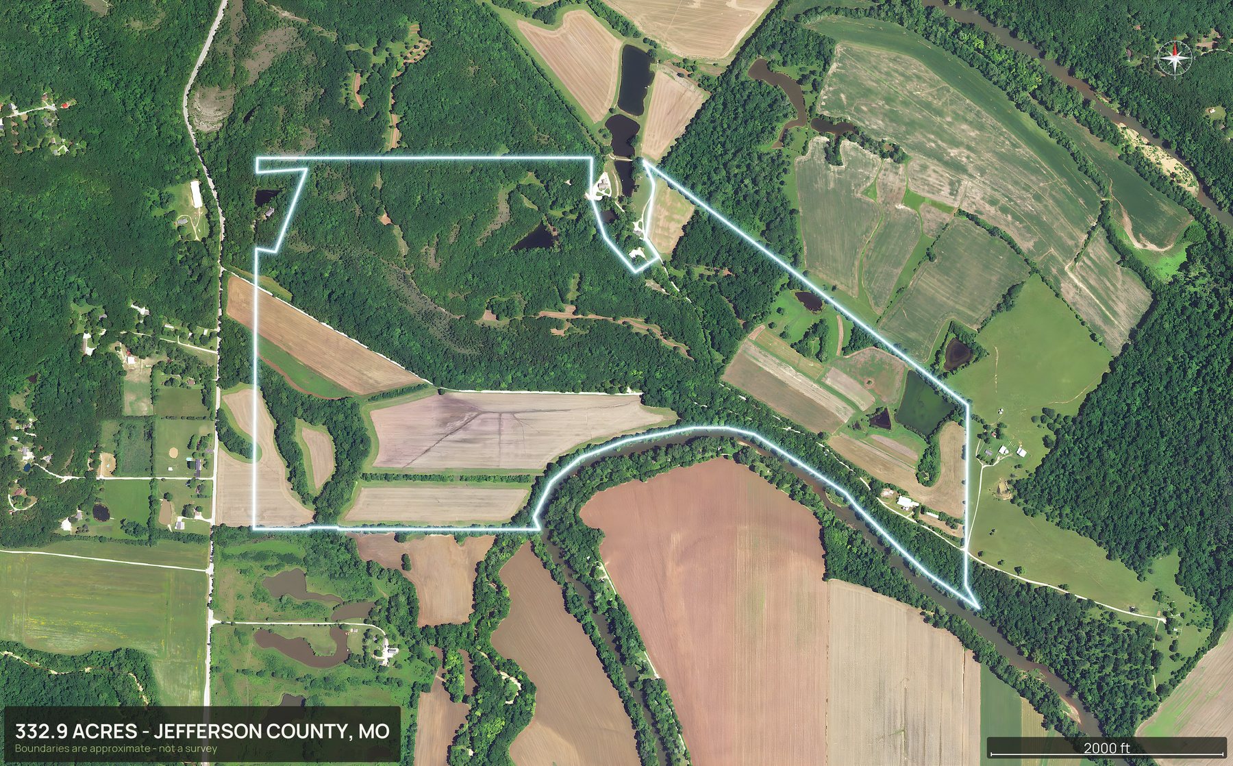 Boundary top-down of a Missouri land parcel