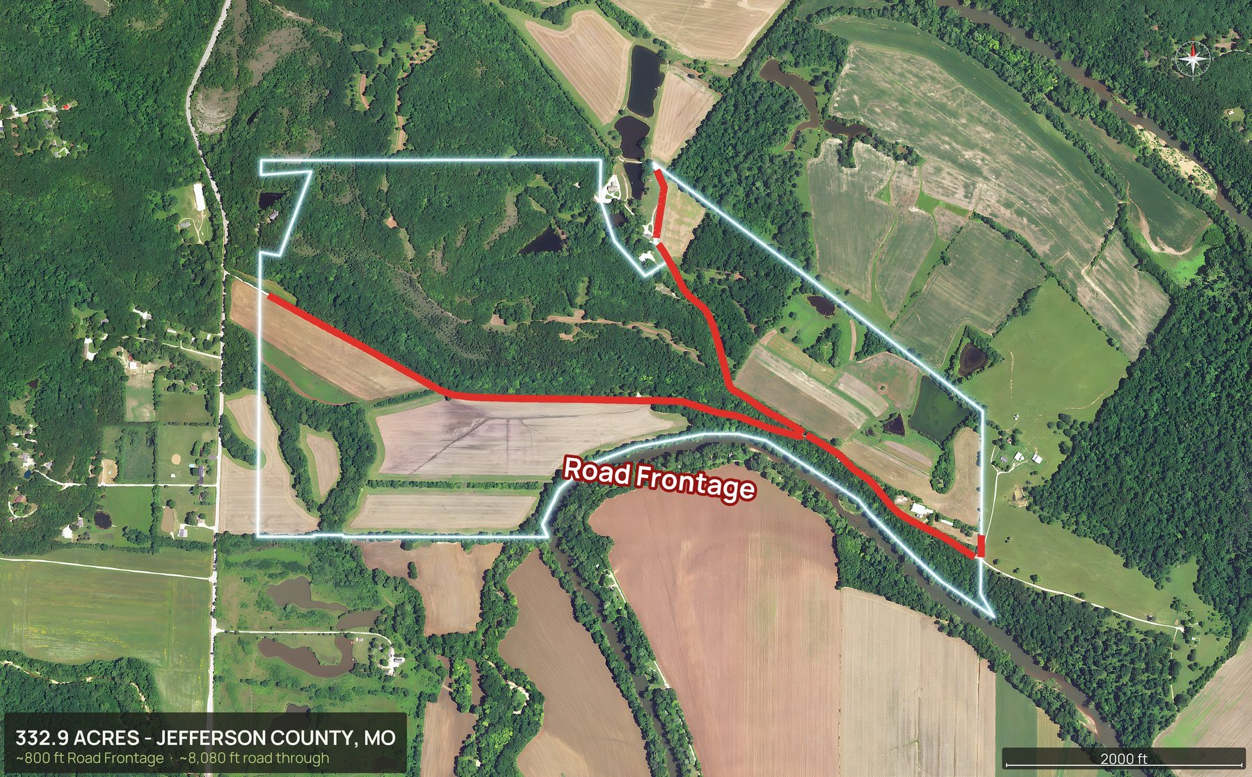 Access and frontage marked of a Missouri land parcel