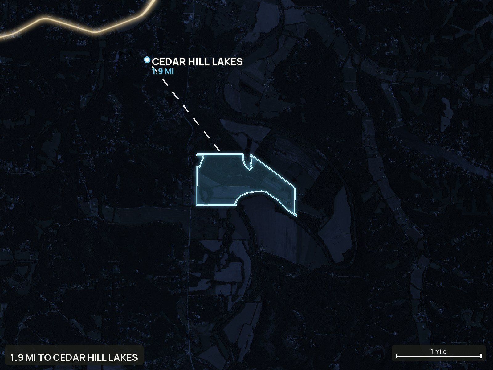 Roads at night of a Missouri land parcel