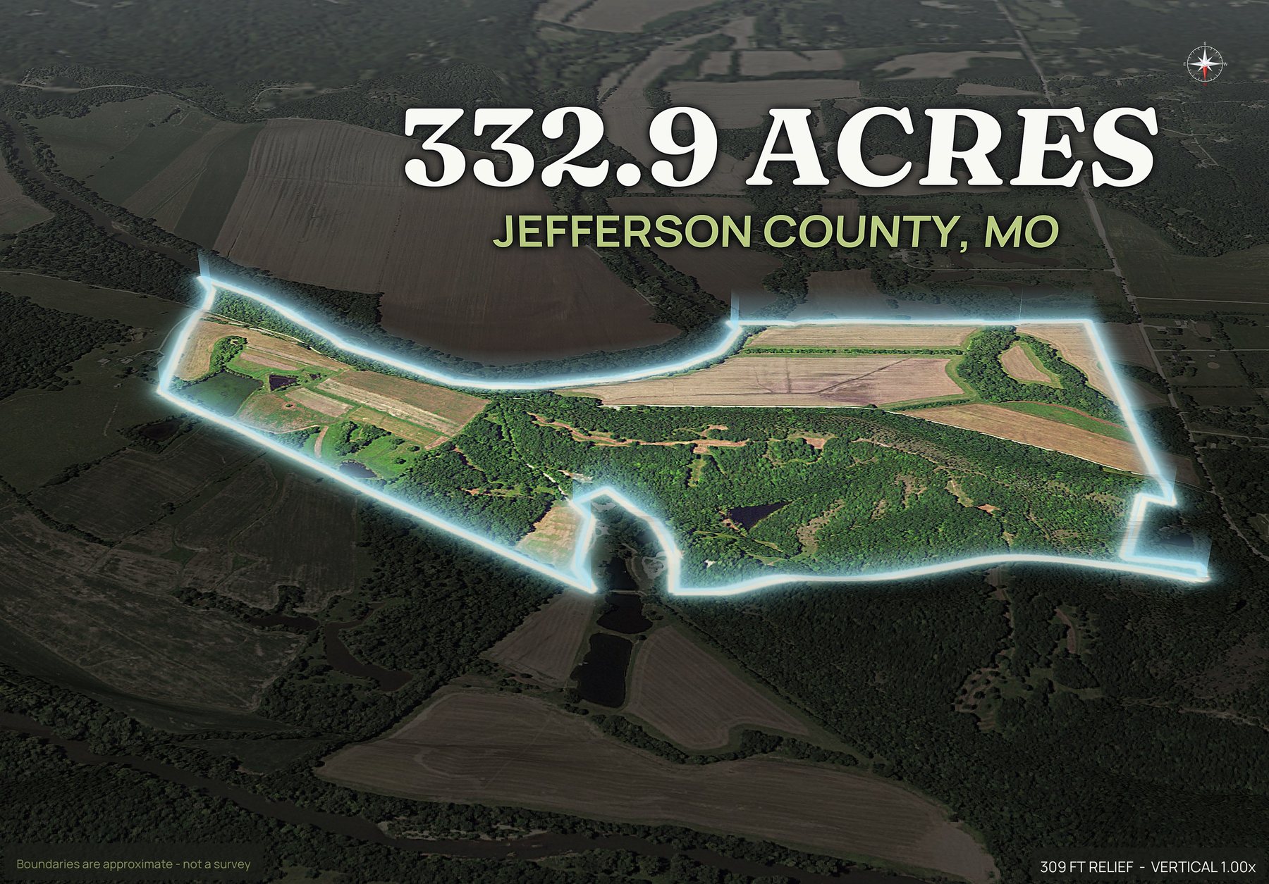 Spotlight, north of a Missouri land parcel