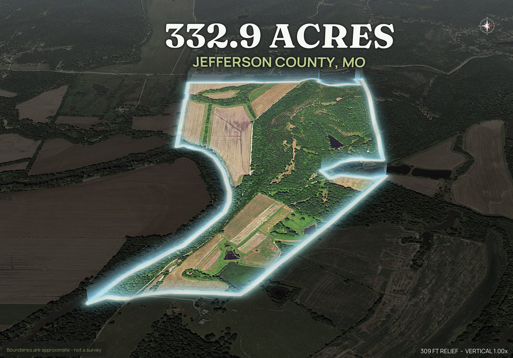 Spotlight, east of a Missouri land parcel