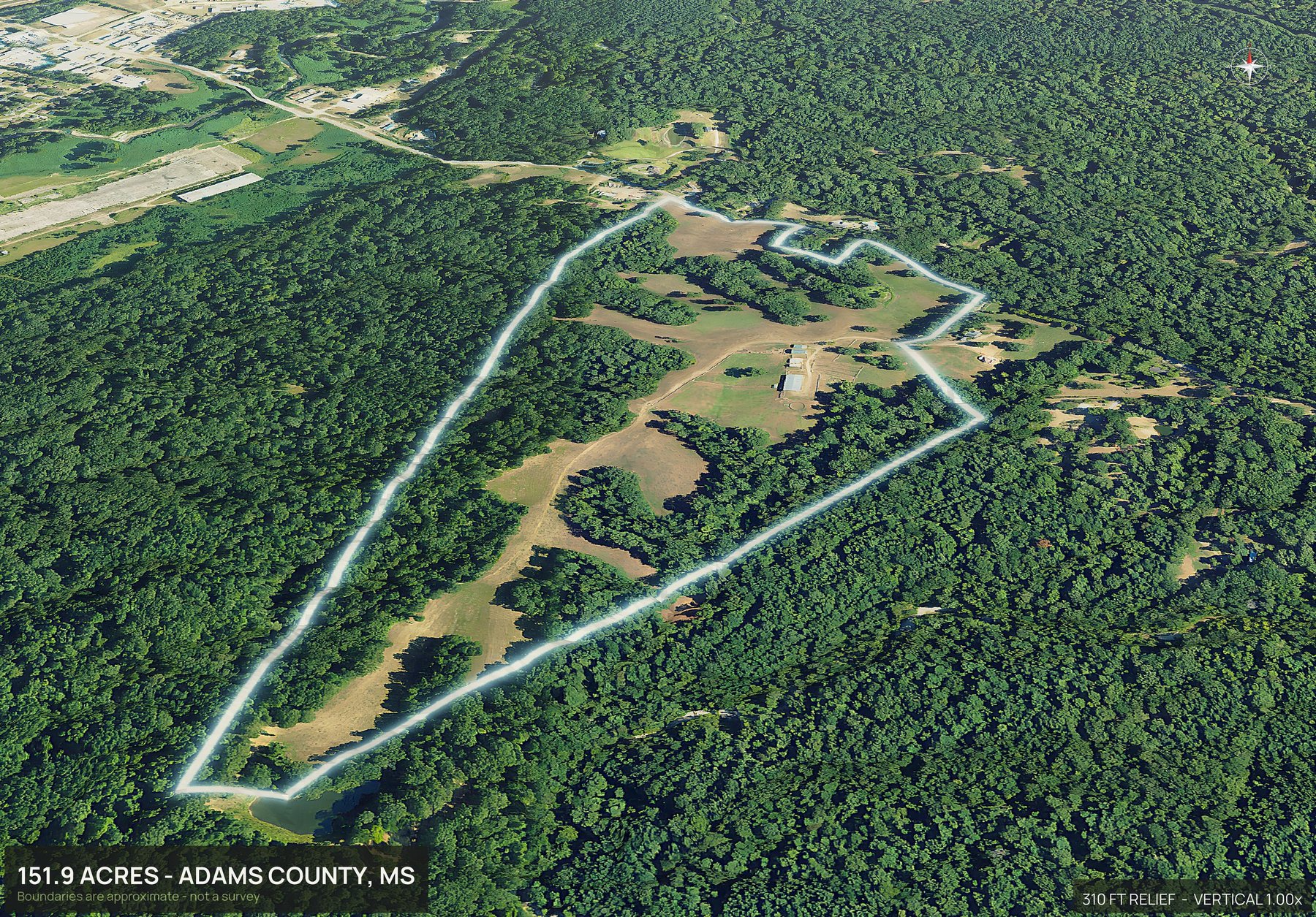3D from the south of a Mississippi land parcel
