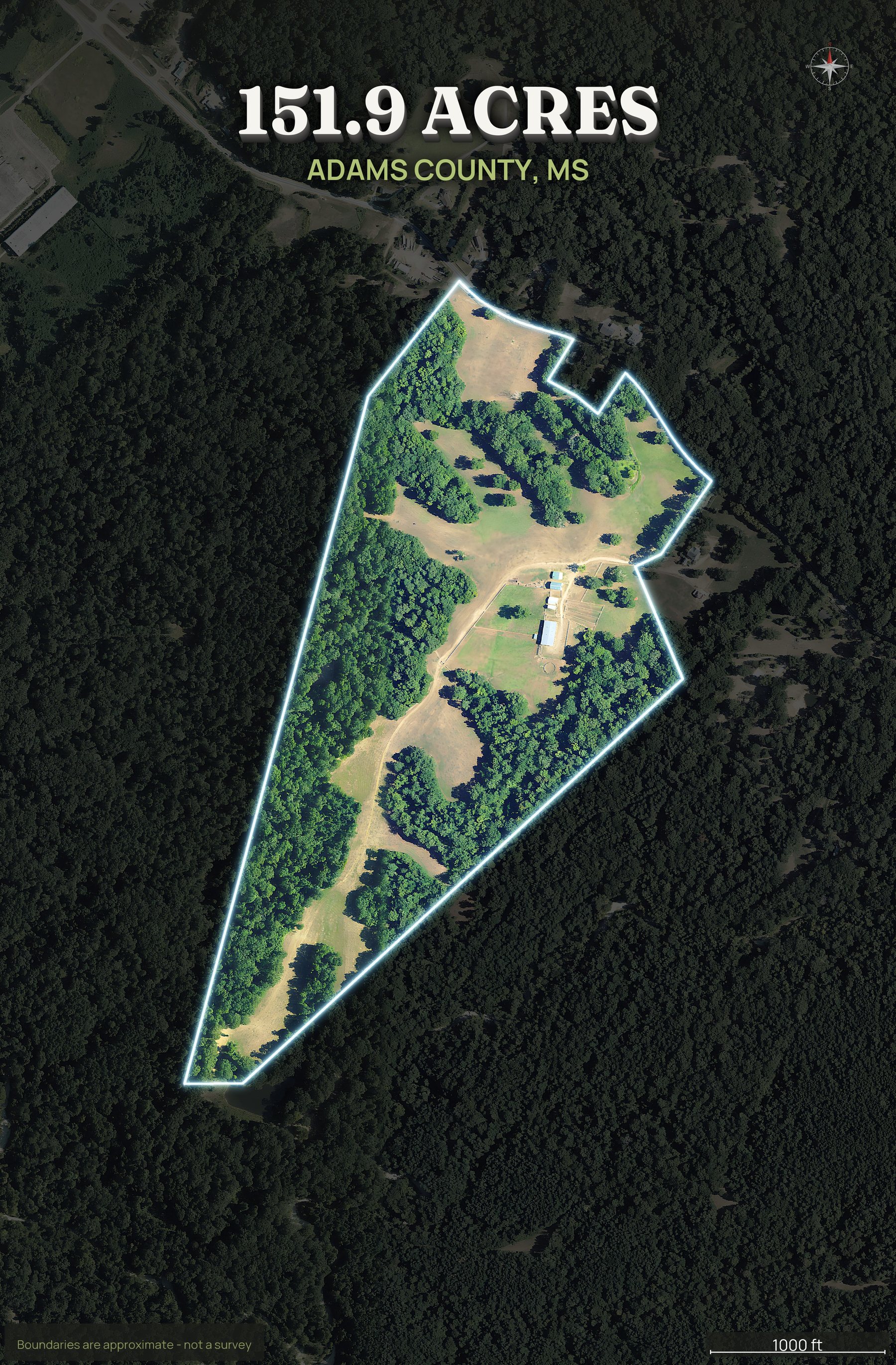 Spotlight top-down of a Mississippi land parcel