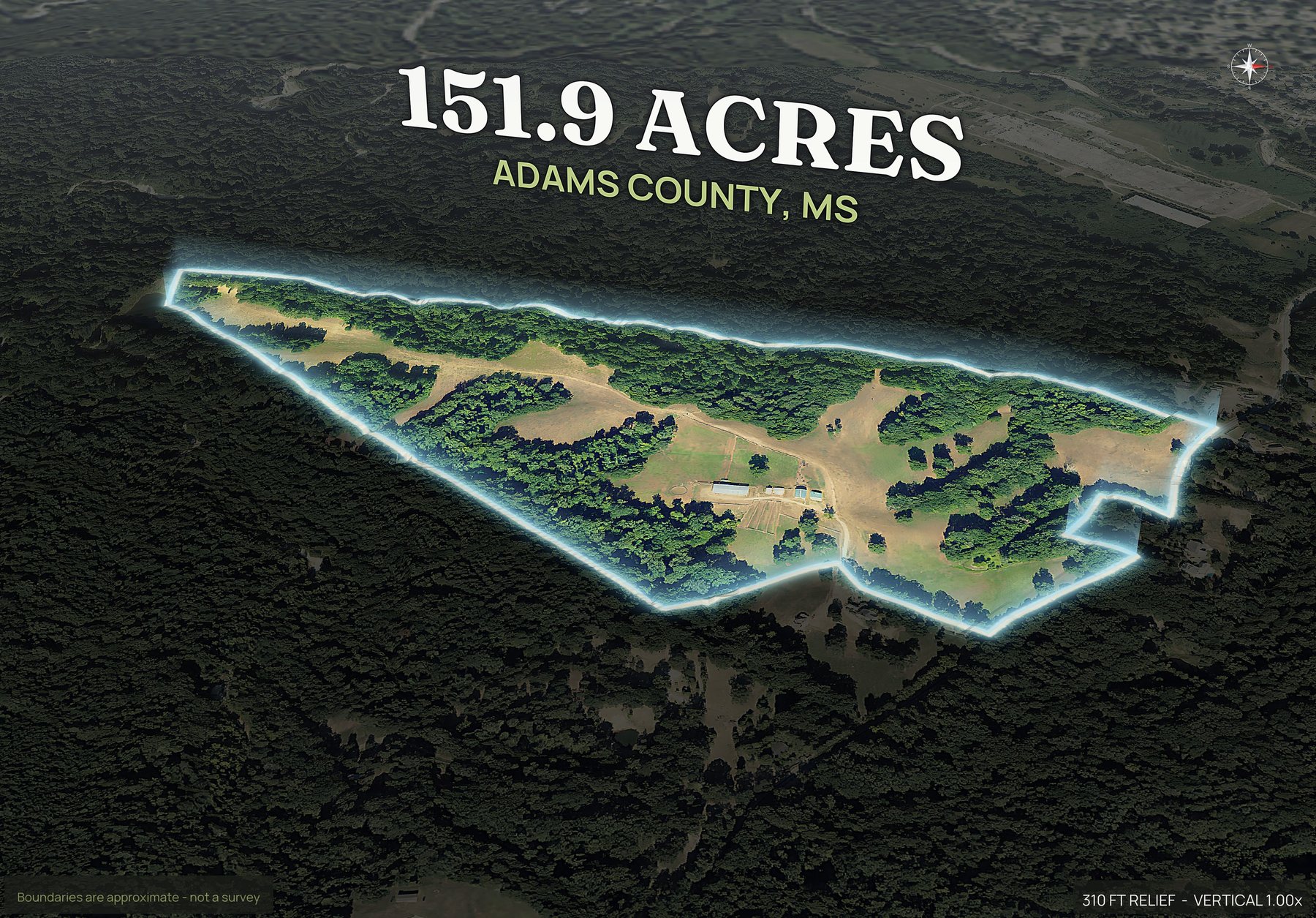 Spotlight, east of a Mississippi land parcel
