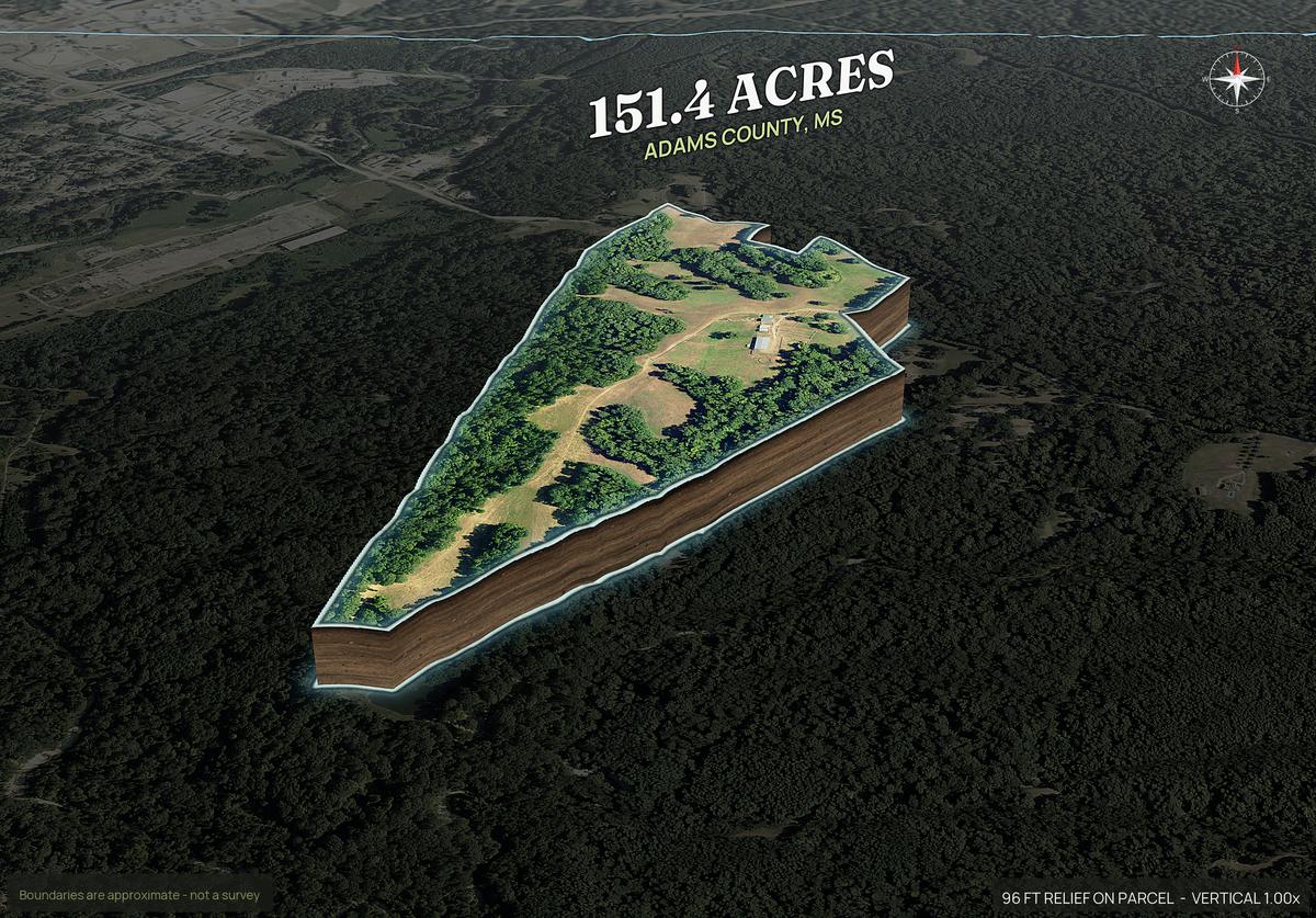 Pop-out of a Mississippi land parcel lifted out of the ground with dirt walls