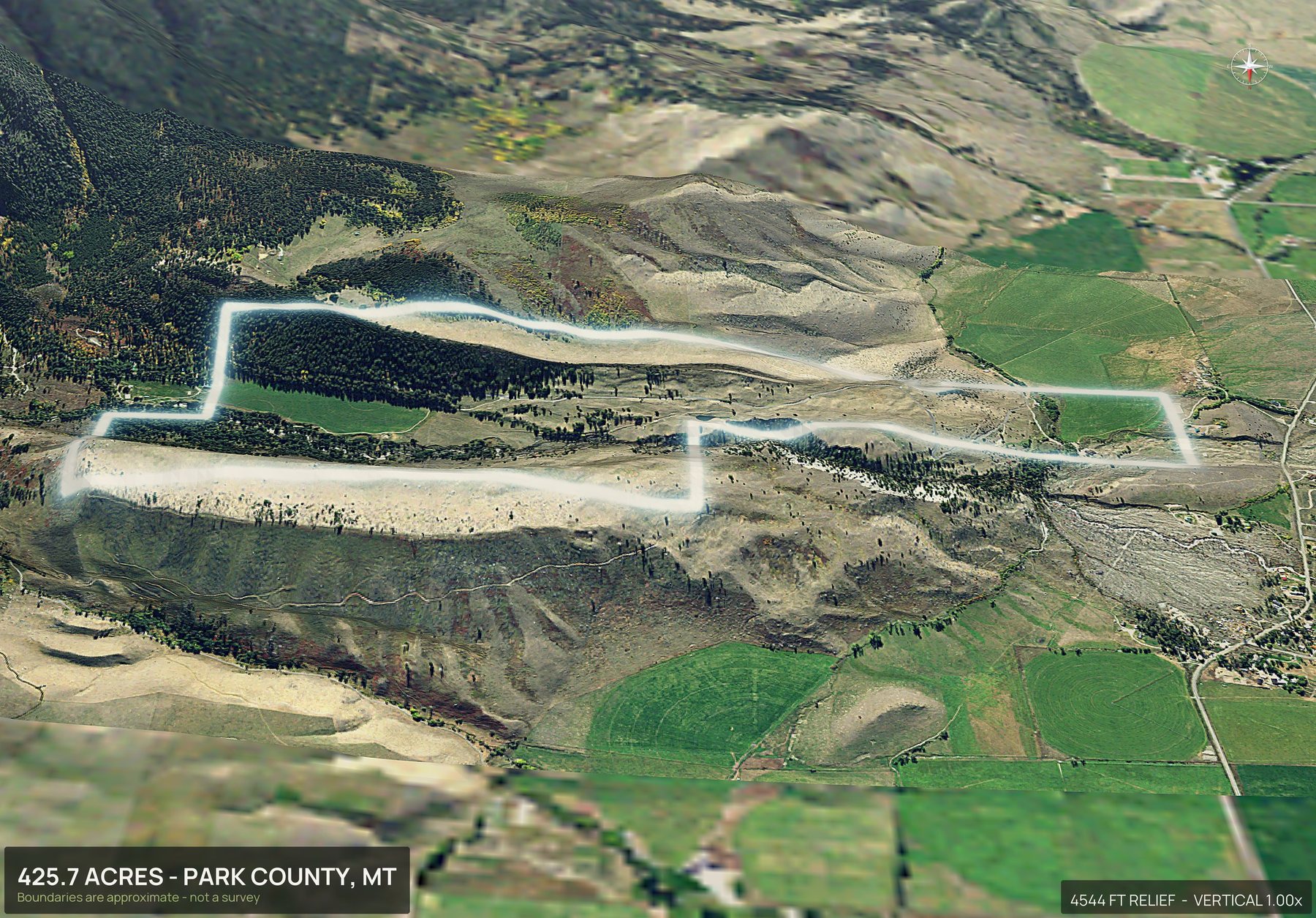 3D from the north of a Montana land parcel