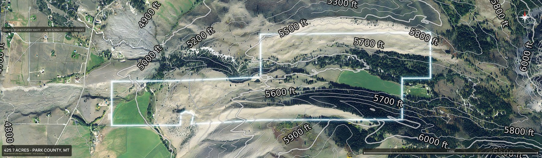 Contour map of a Montana land parcel