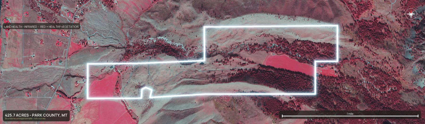 Land health, infrared of a Montana land parcel