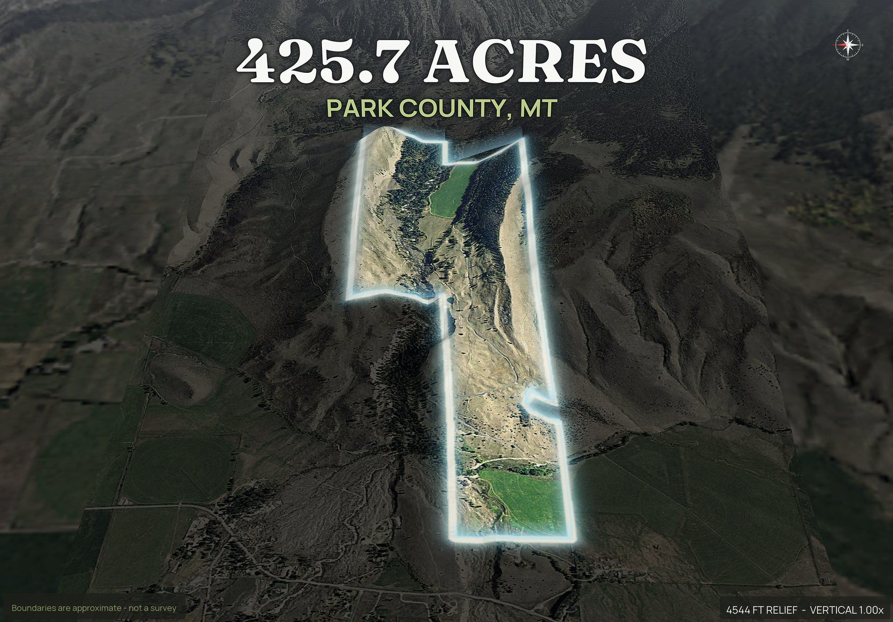 Spotlight, west of a Montana land parcel