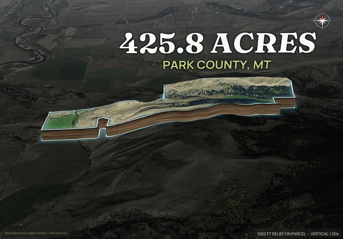 Pop-out of a Montana land parcel lifted out of the ground with dirt walls