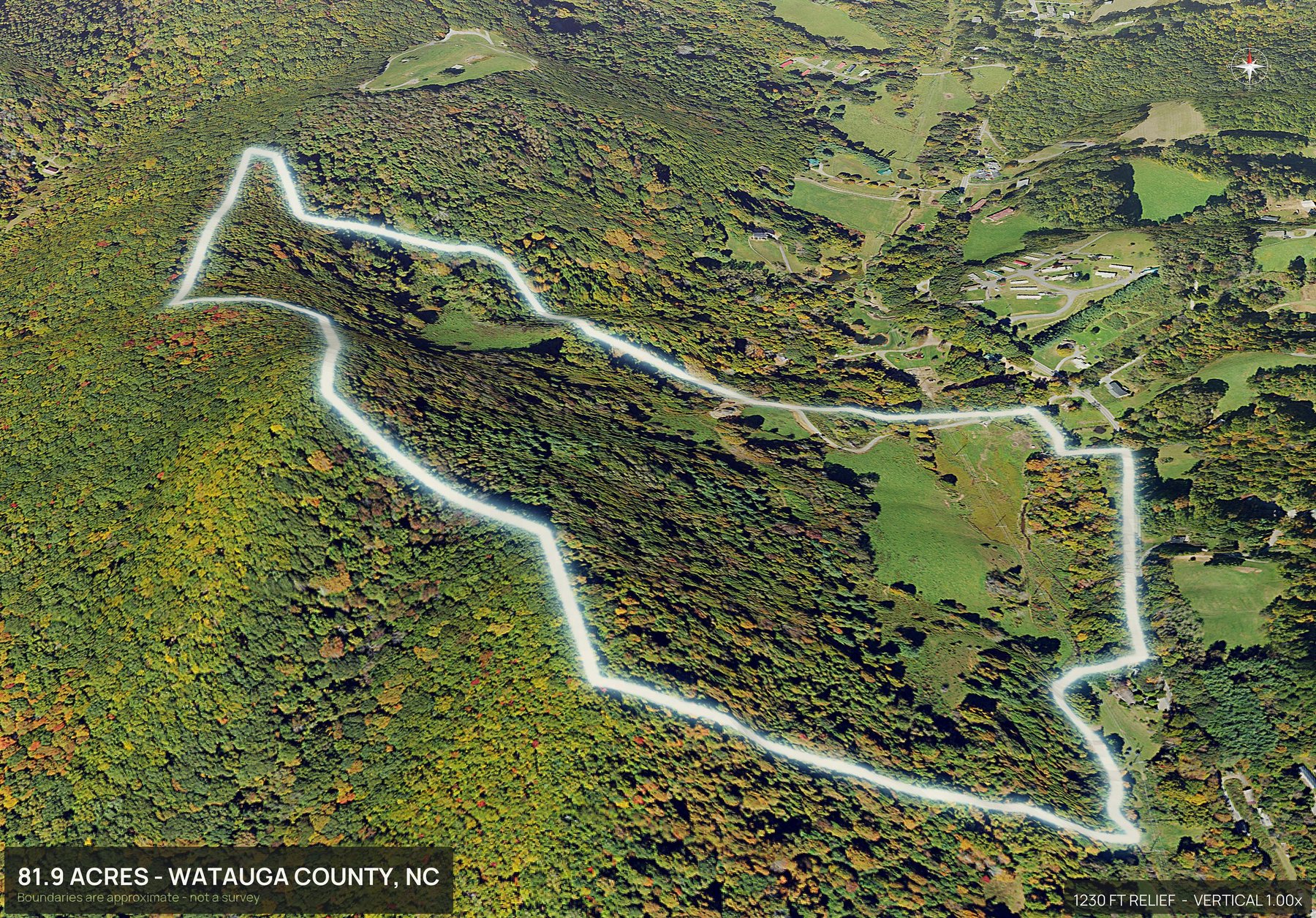 3D from the south of a North Carolina land parcel