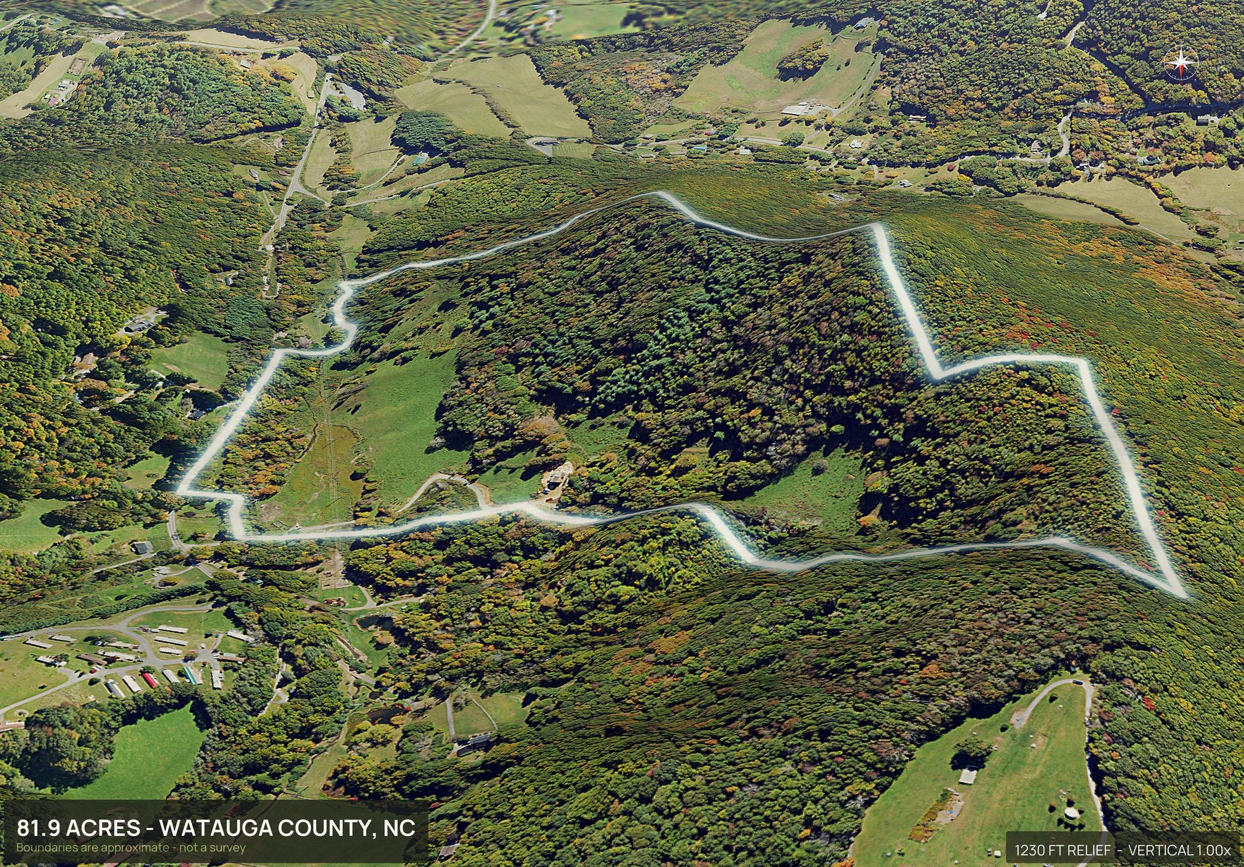 3D from the north of a North Carolina land parcel