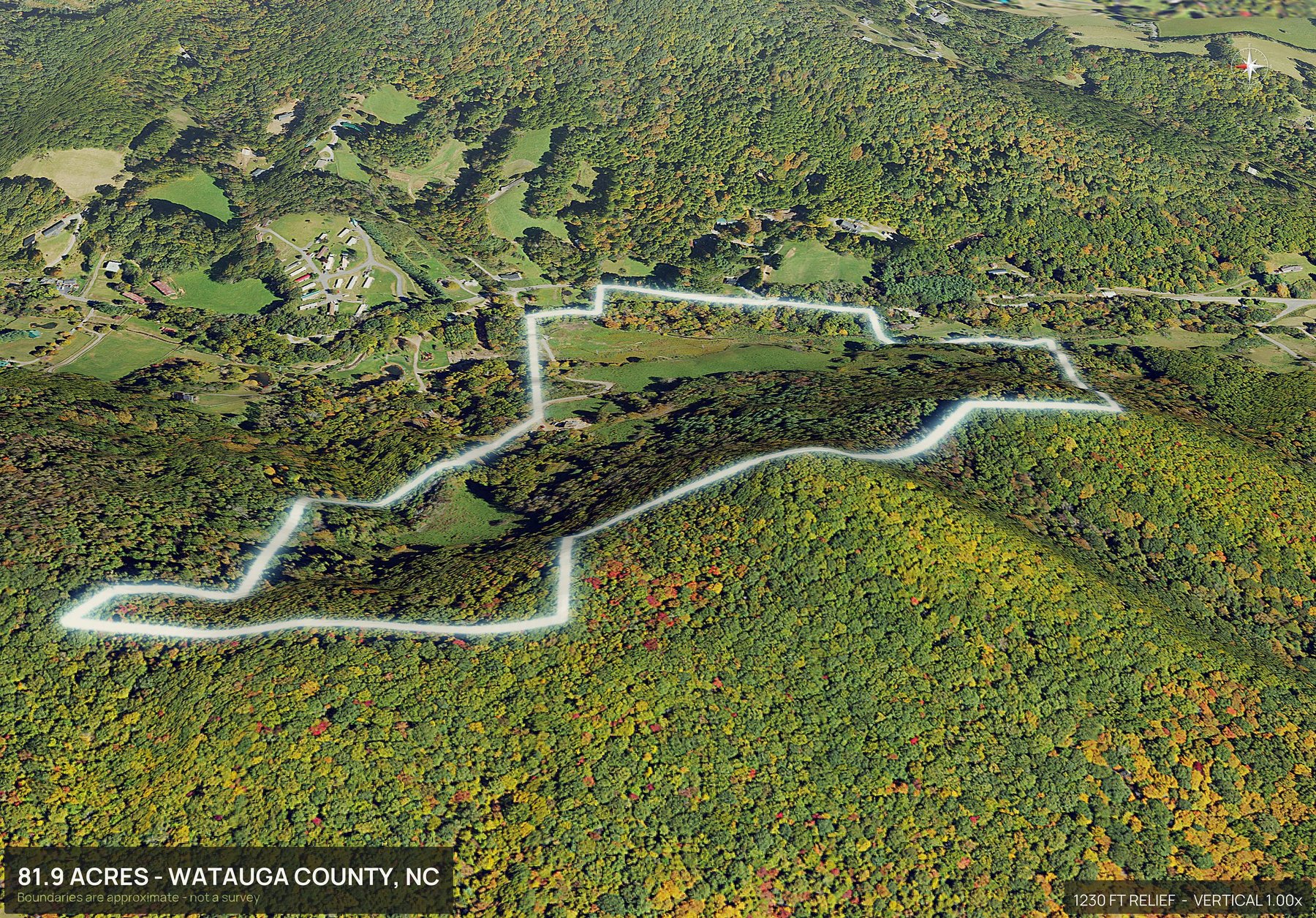 3D from the west of a North Carolina land parcel