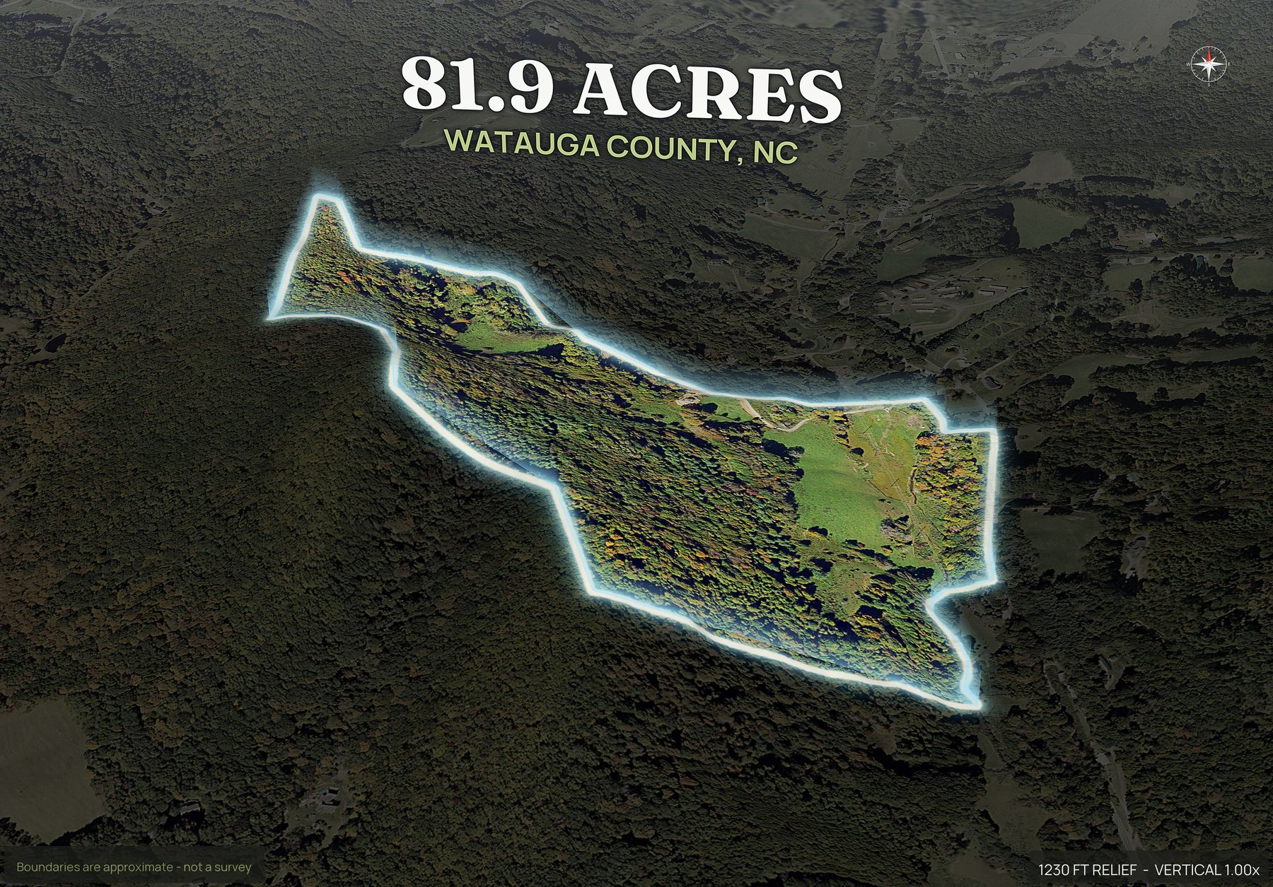 Spotlight, south of a North Carolina land parcel