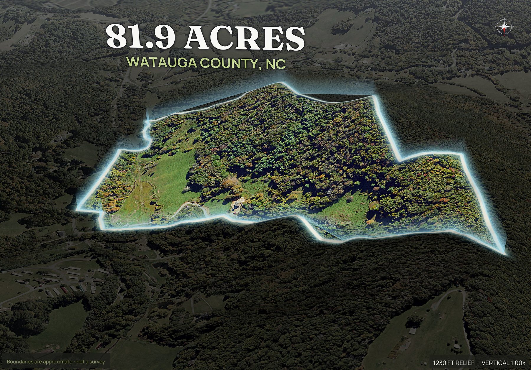 Spotlight, north of a North Carolina land parcel